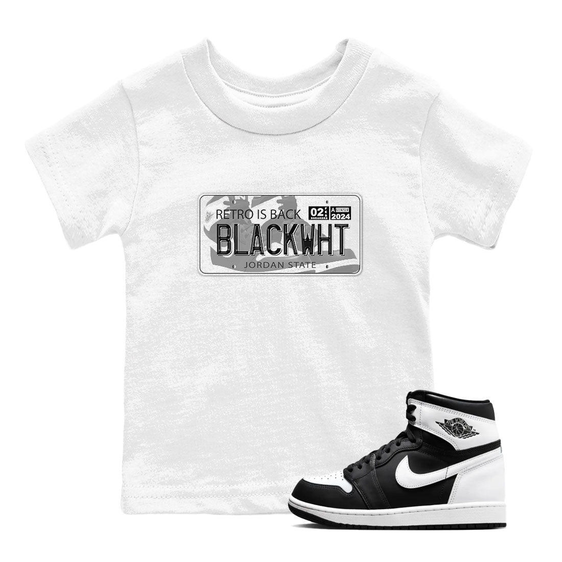 1s Black White shirt to match jordans Jordan Plate sneaker tees Air Jordan 1 Black White Drip Gear Zone baby toddler White 1 cotton Shirt