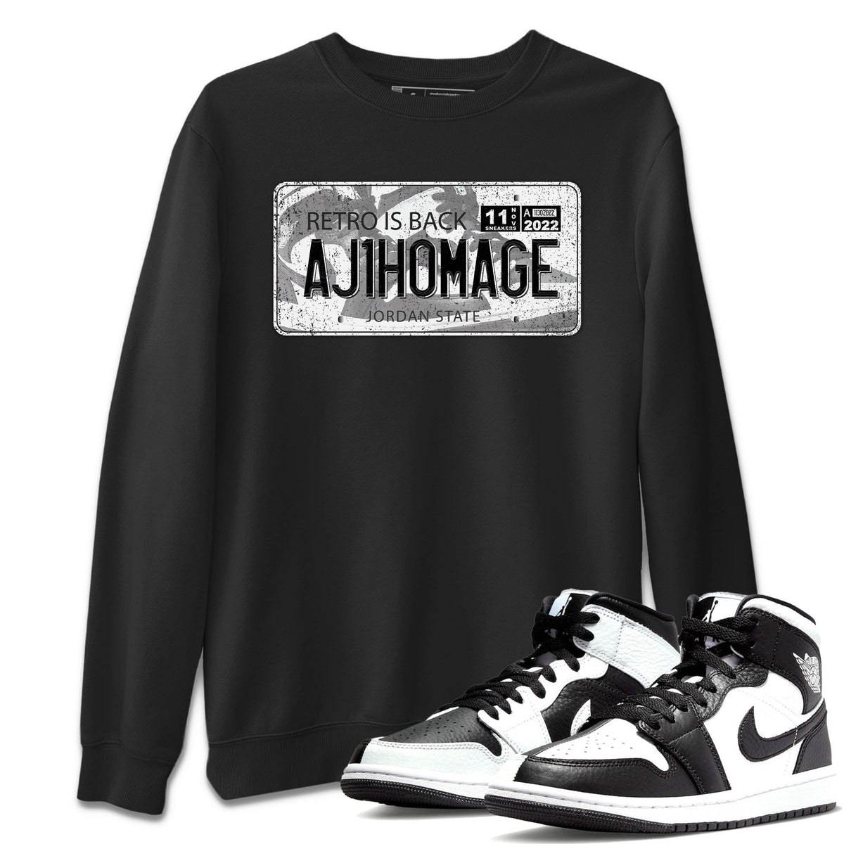 Jordan 1 Homage Sneaker Matching T-Shirt Jordan Plate Sneaker Tees Jordan 1 Homage Sneaker Release Tees Crew Neck Tees