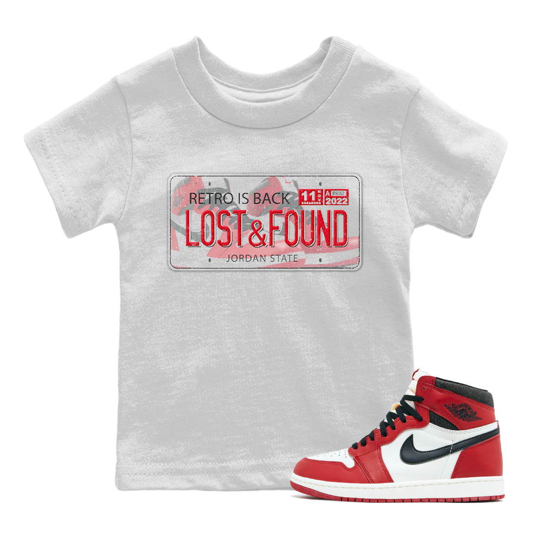 Jordan 1 lost & found Sneaker Matching T-Shirt Jordan Plate Sneaker Tees Jordan 1 lost & found Sneaker Release Tees Kids Shirts