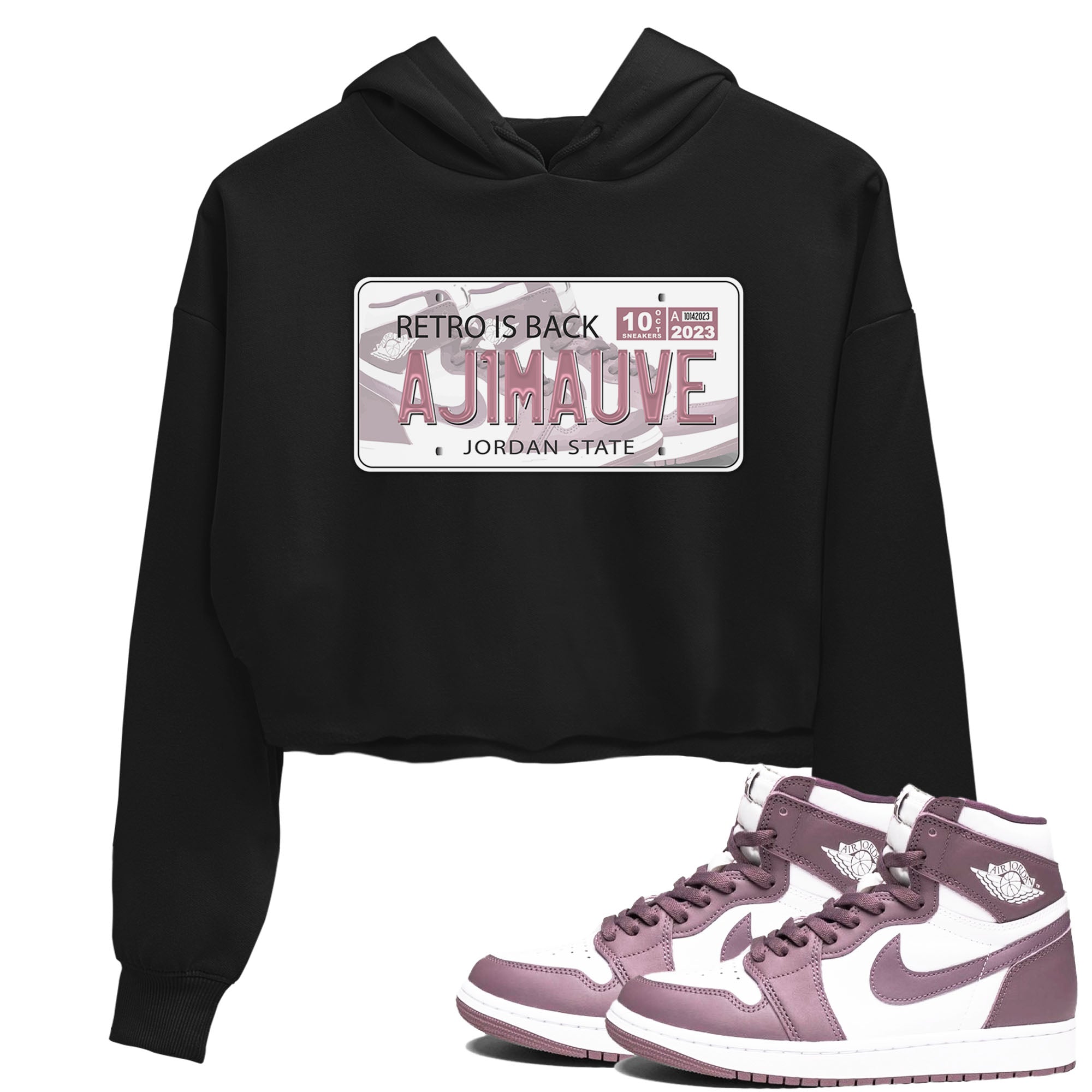 Air Jordan 1 Mauve shirt to match jordans Jordan Plate sneaker tees AJ1 Mauve Drip Gear Zone Sneaker Matching Clothing Brand Black 1 Crop T-Shirt