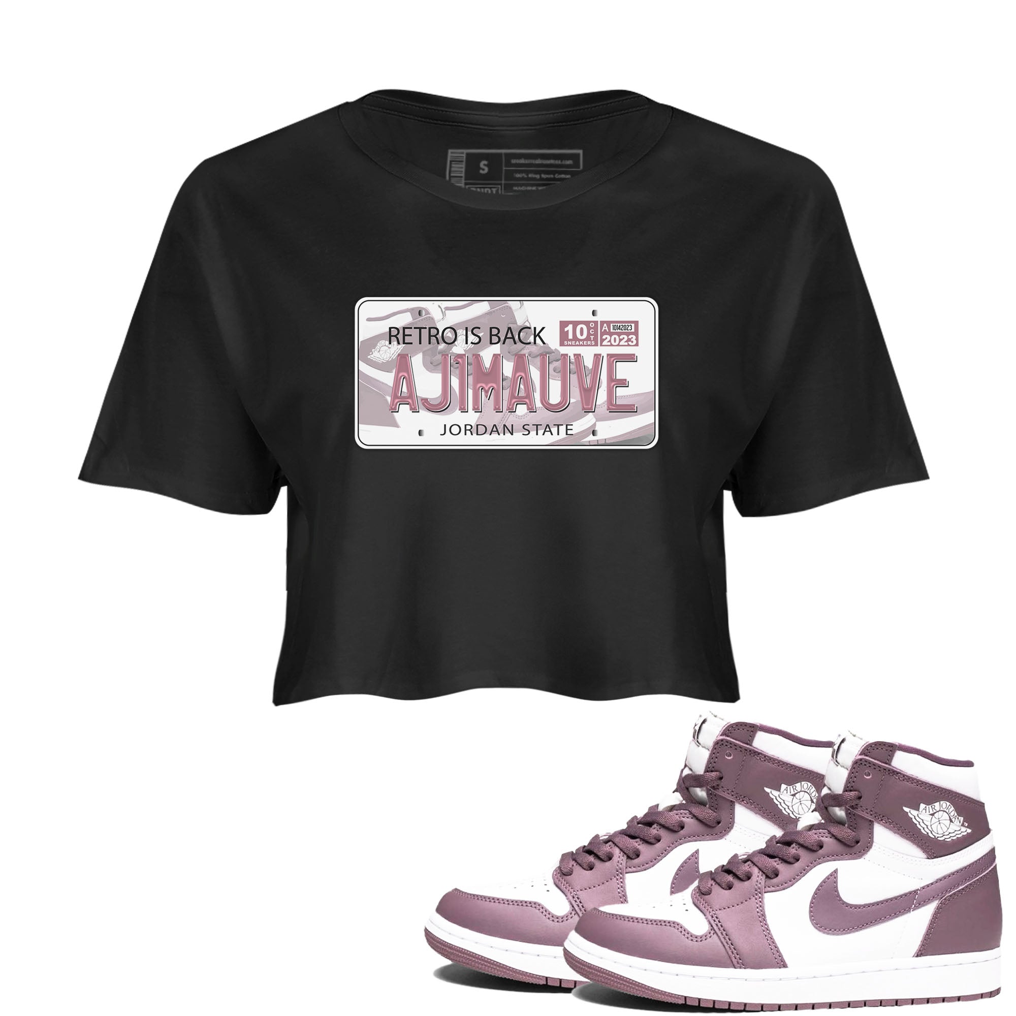 Air Jordan 1 Mauve shirt to match jordans Jordan Plate sneaker tees AJ1 Mauve Drip Gear Zone Sneaker Matching Clothing Brand Black 1 Crop T-Shirt