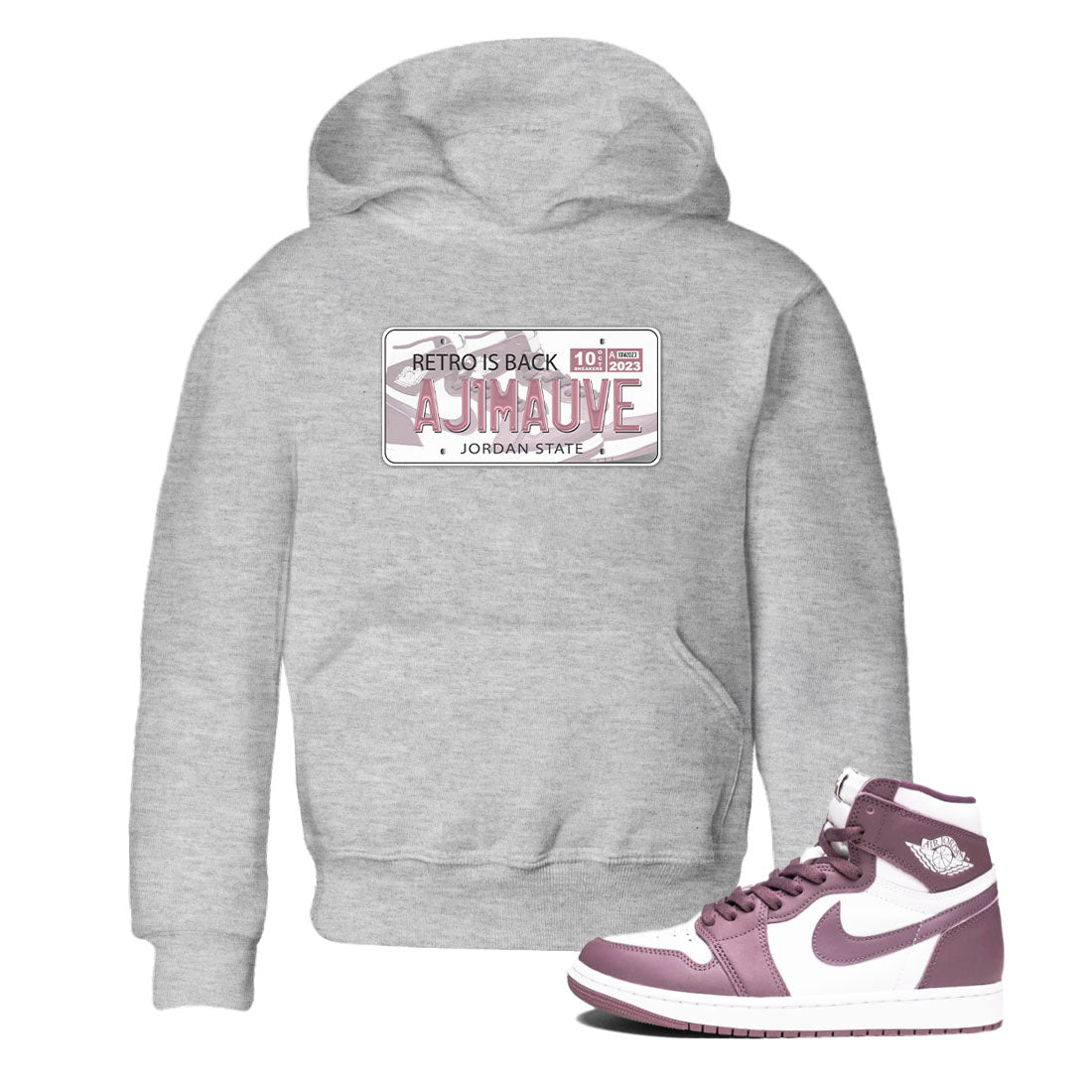Air Jordan 1 Mauve shirt to match jordans Jordan Plate sneaker tees AJ1 Mauve Drip Gear Zone Sneaker Matching Clothing Brand Baby Toddler Heather Grey 1 T-Shirt
