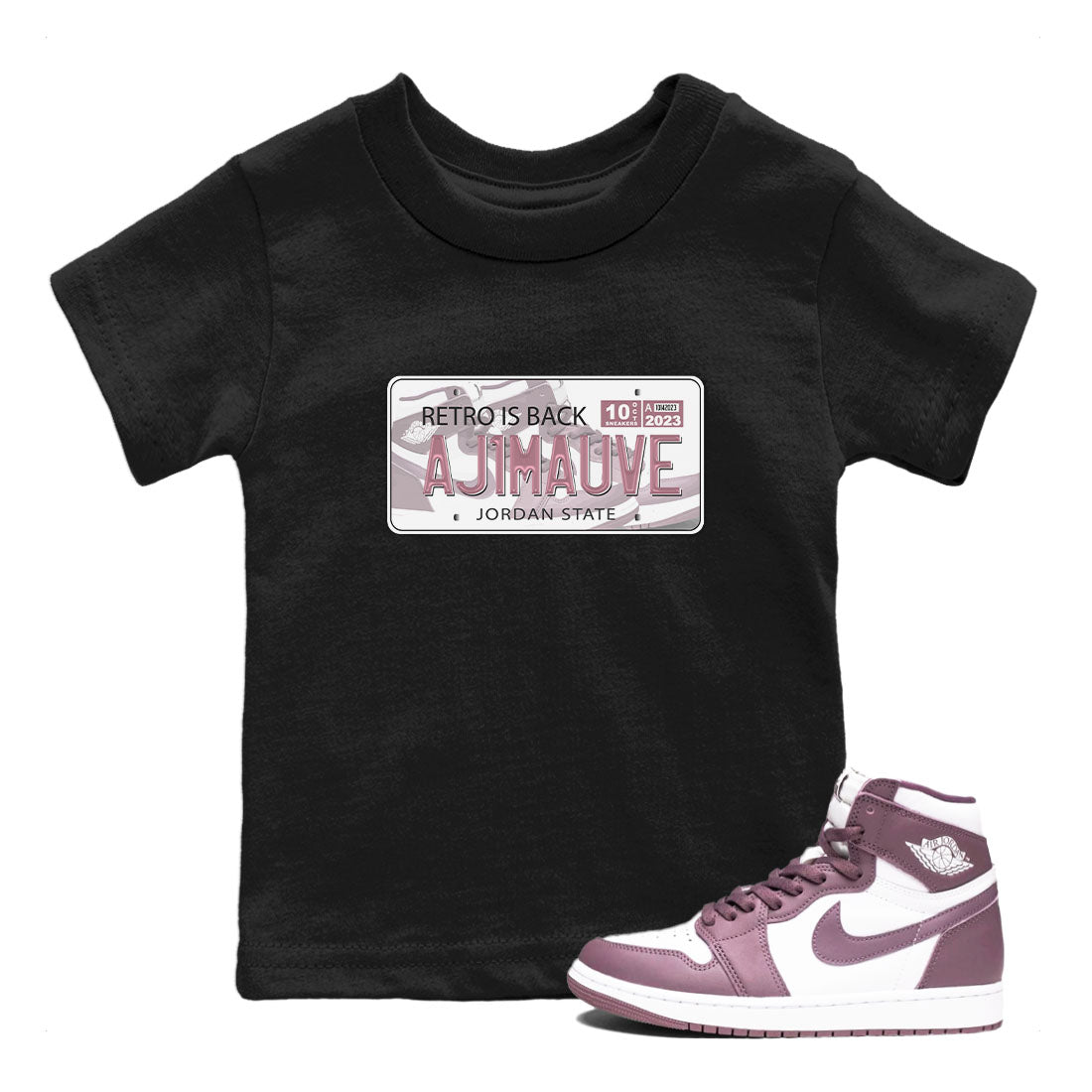 Air Jordan 1 Mauve shirt to match jordans Jordan Plate sneaker tees AJ1 Mauve Drip Gear Zone Sneaker Matching Clothing Brand Baby Toddler Black 1 T-Shirt