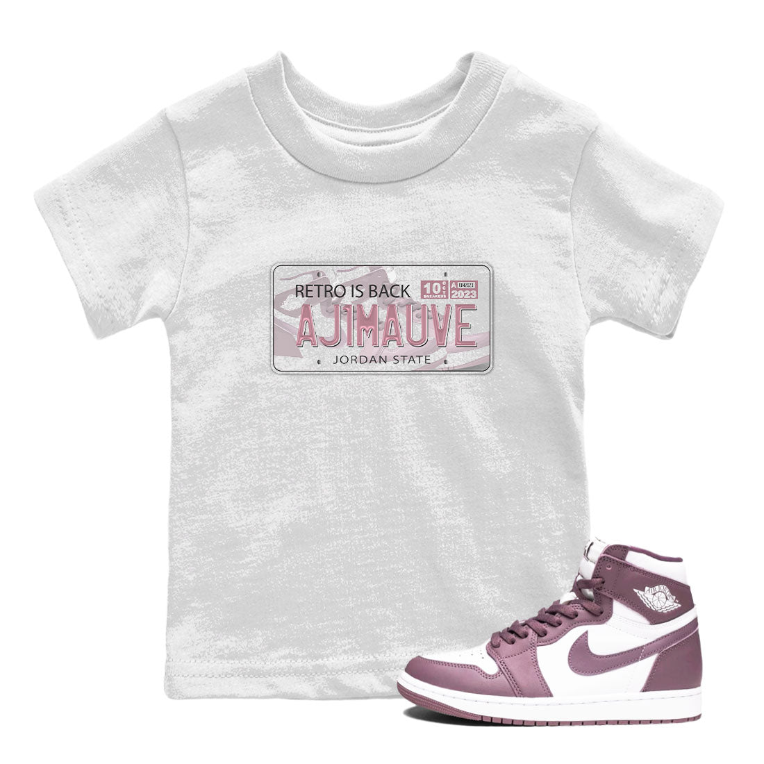 Air Jordan 1 Mauve shirt to match jordans Jordan Plate sneaker tees AJ1 Mauve Drip Gear Zone Sneaker Matching Clothing Brand Baby Toddler White 1 T-Shirt