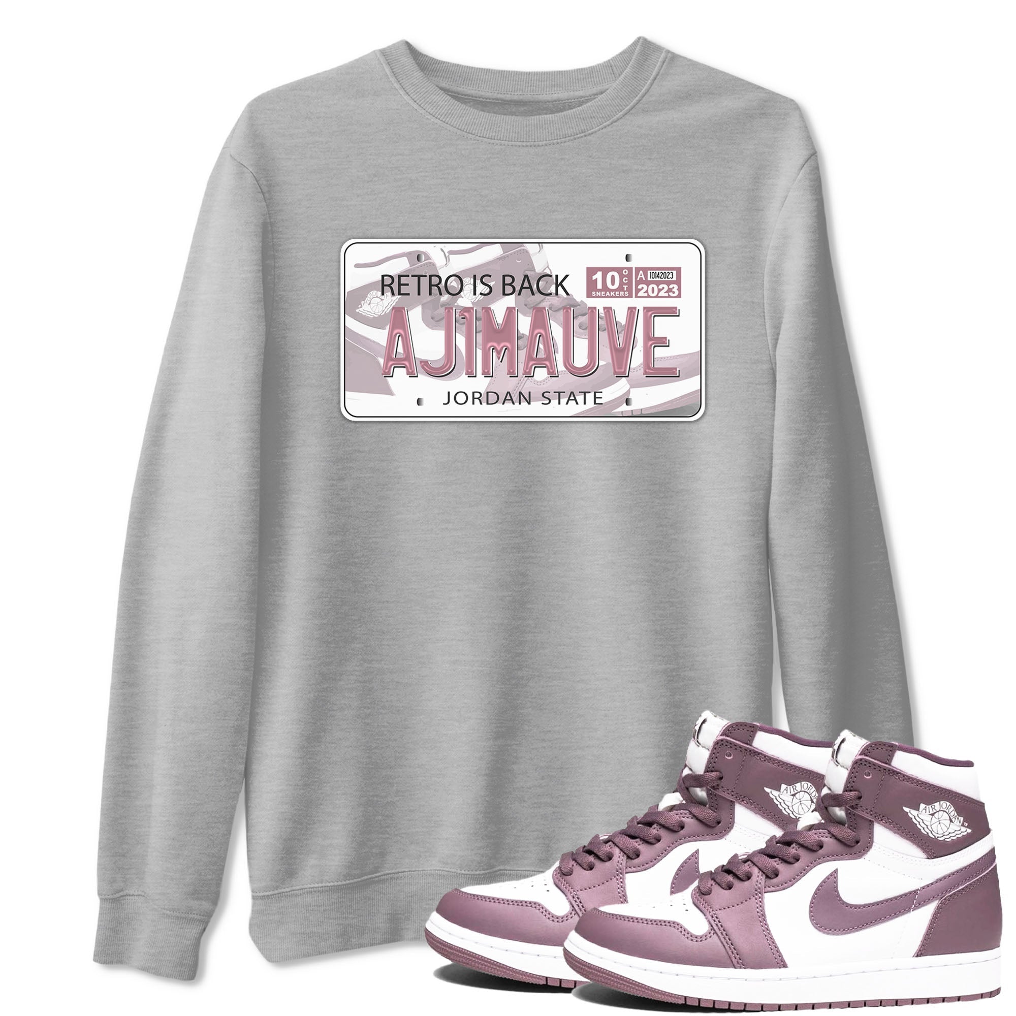 Air Jordan 1 Mauve shirt to match jordans Jordan Plate sneaker tees AJ1 Mauve Drip Gear Zone Sneaker Matching Clothing Brand Unisex Sneaker Tee Heather Grey 1 T-Shirt