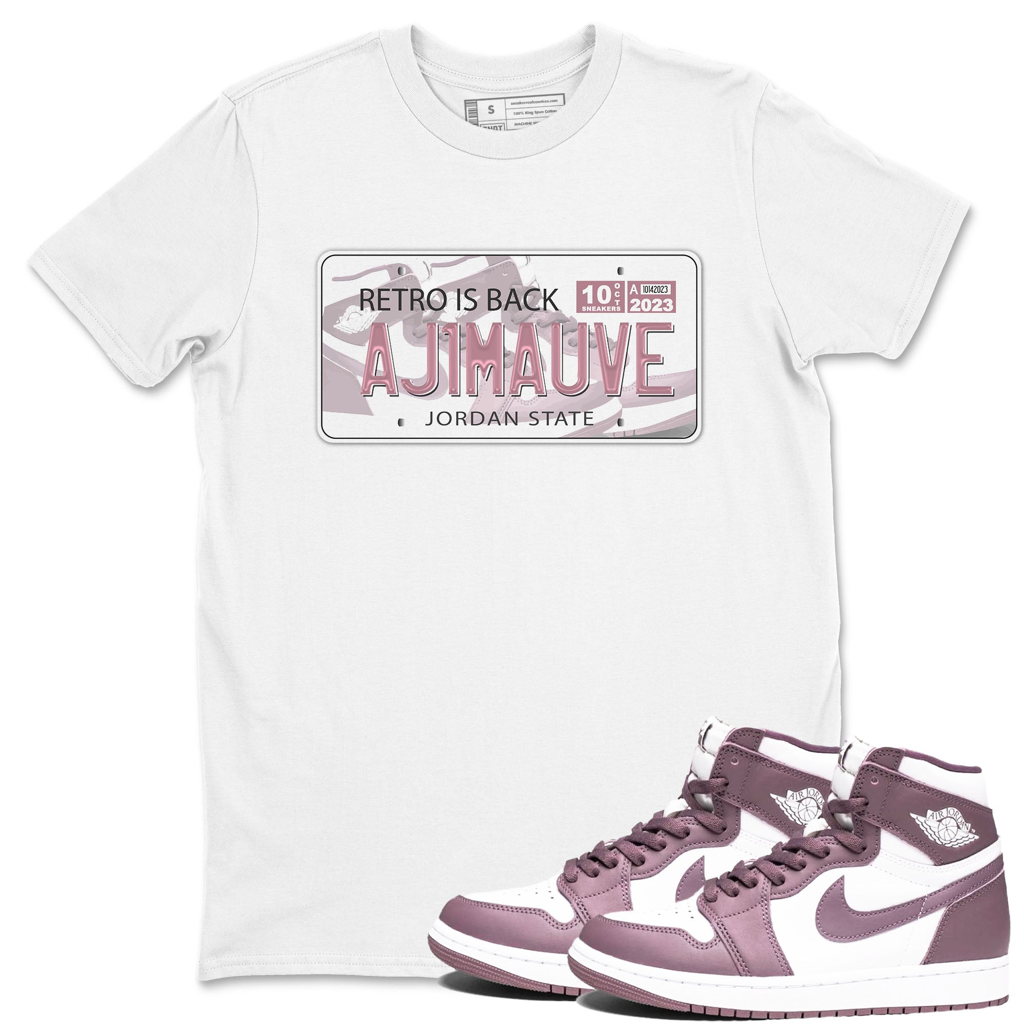 Air Jordan 1 Mauve shirt to match jordans Jordan Plate sneaker tees AJ1 Mauve Drip Gear Zone Sneaker Matching Clothing Brand Unisex Sneaker Tee White 1 T-Shirt