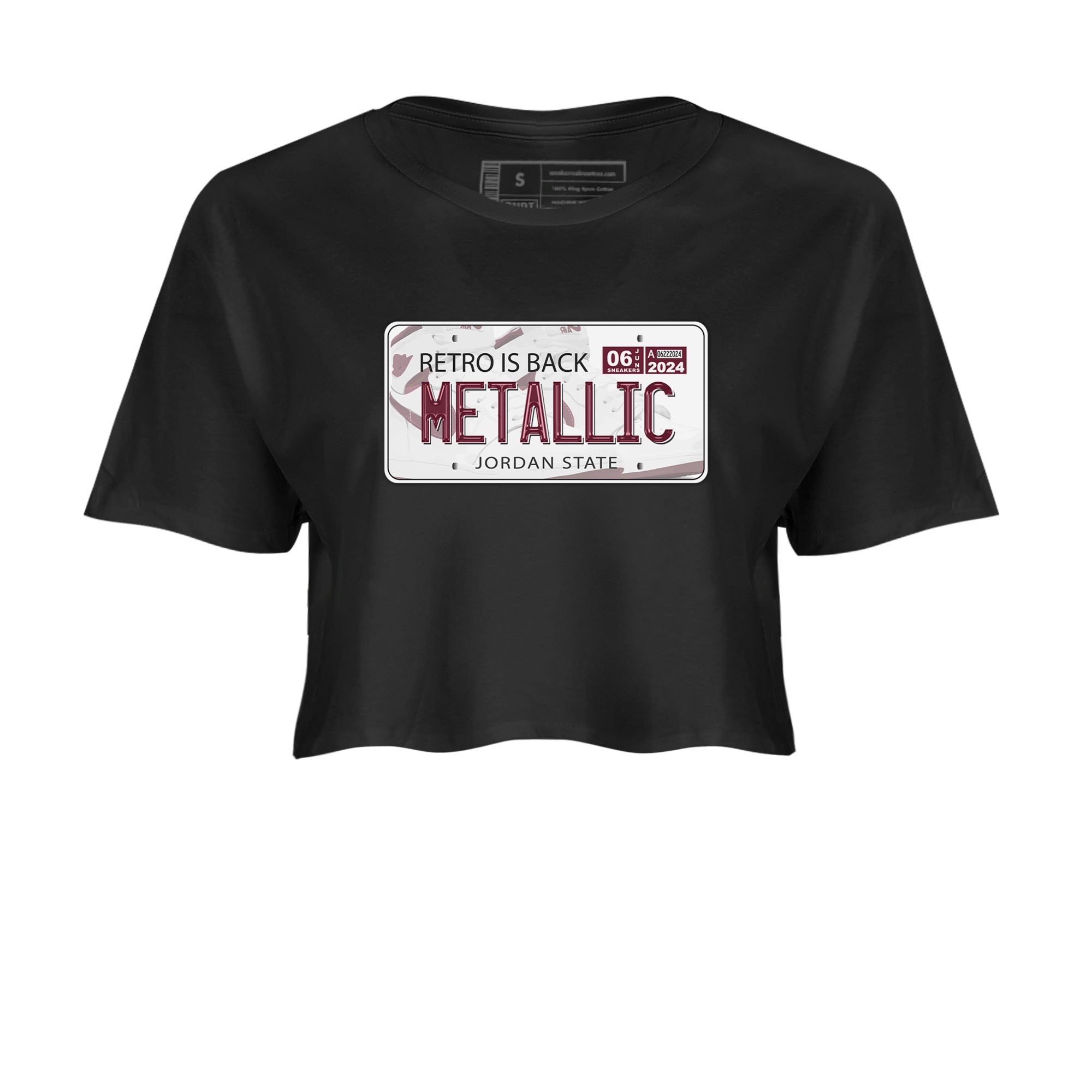 AJ1 Metalic Burgundy shirt to match jordans Jordan Plate sneaker tees Air Jordan 1 Metalic Burgundy Drip Gear Zone Black 2 crop length shirt