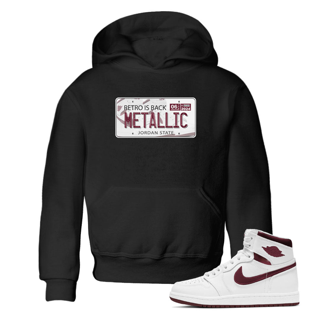 AJ1 Metalic Burgundy shirt to match jordans Jordan Plate sneaker tees Air Jordan 1 Metalic Burgundy Drip Gear Zone baby toddler Black 1 cotton Shirt