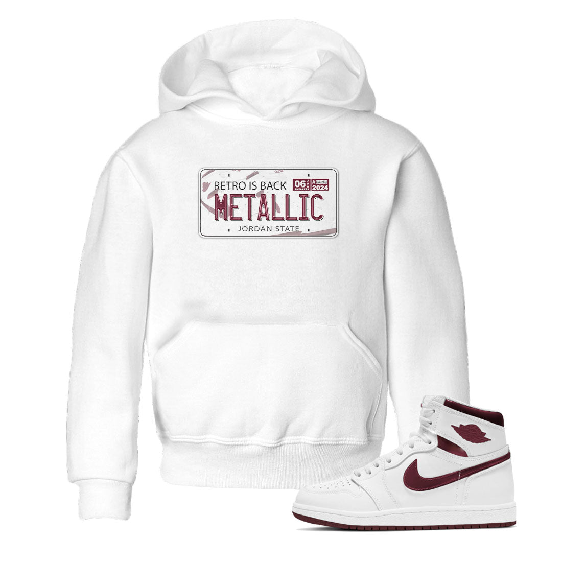 AJ1 Metalic Burgundy shirt to match jordans Jordan Plate sneaker tees Air Jordan 1 Metalic Burgundy Drip Gear Zone baby toddler White 1 cotton Shirt