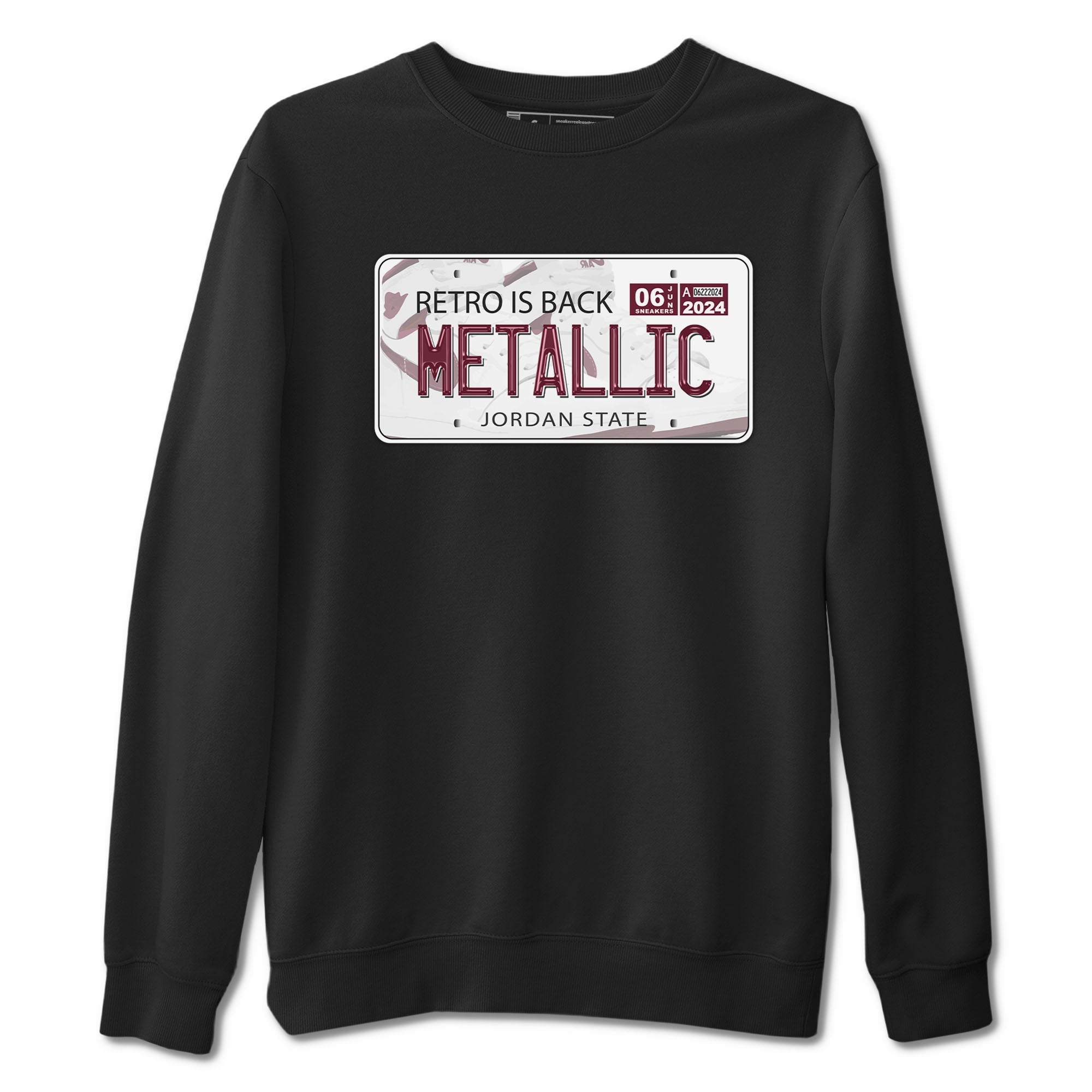 AJ1 Metalic Burgundy shirt to match jordans Jordan Plate sneaker tees Air Jordan 1 Metalic Burgundy Drip Gear Zone unisex cotton Black 2 crew neck shirt