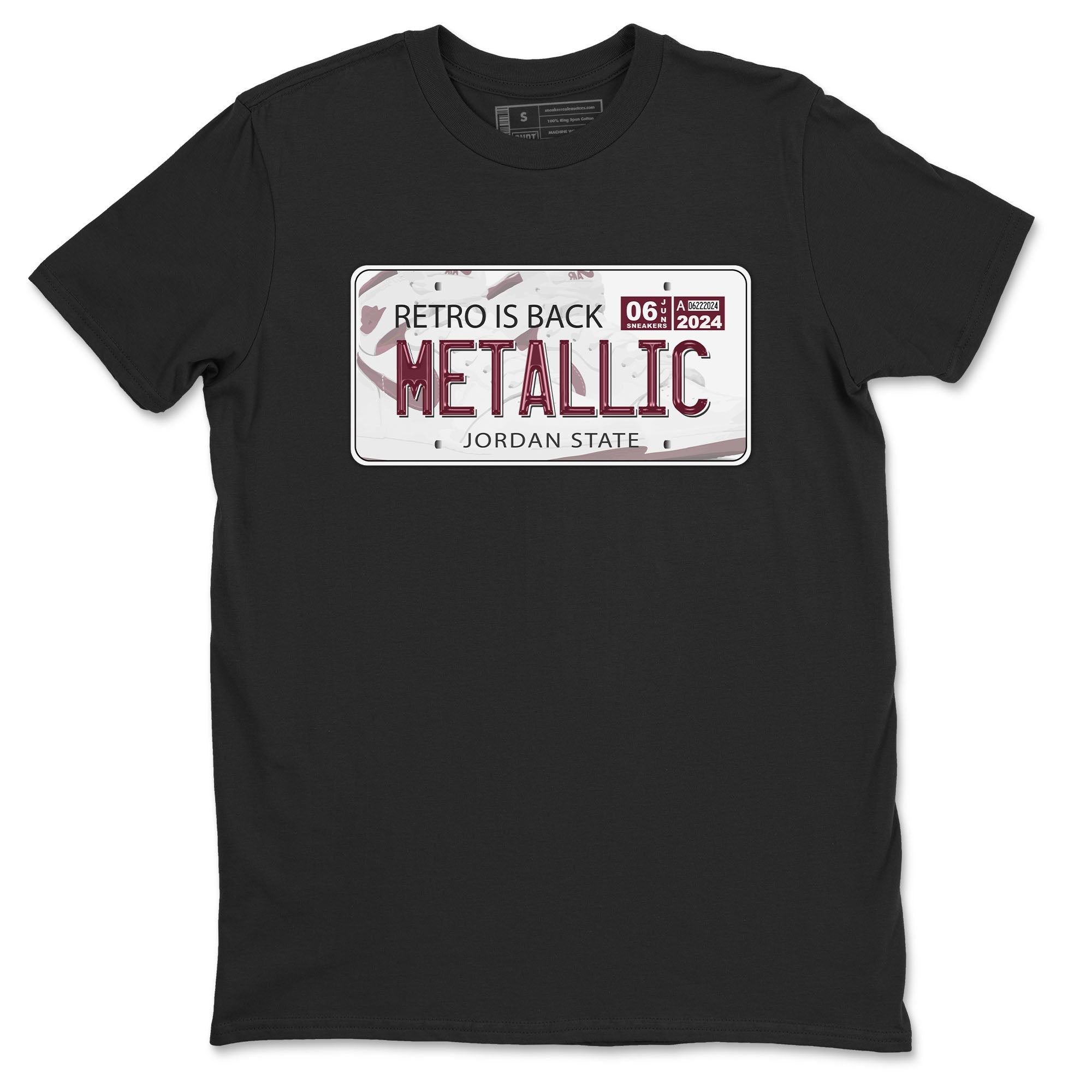 AJ1 Metalic Burgundy shirt to match jordans Jordan Plate sneaker tees Air Jordan 1 Metalic Burgundy Drip Gear Zone unisex cotton Black 2 crew neck shirt