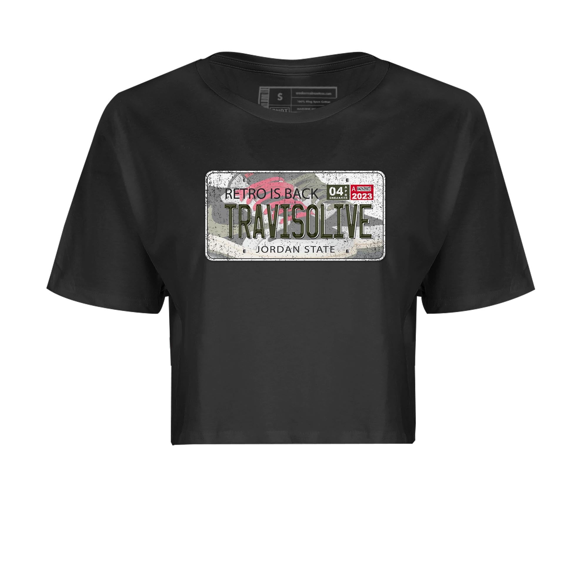 Air Jordan 1 Travis Scott Olive Sneaker Match Tees Jordan Plate Streetwear Sneaker Shirt AJ1 Travis Scott Olive Sneaker Release Tees Women's Shirts Black 2