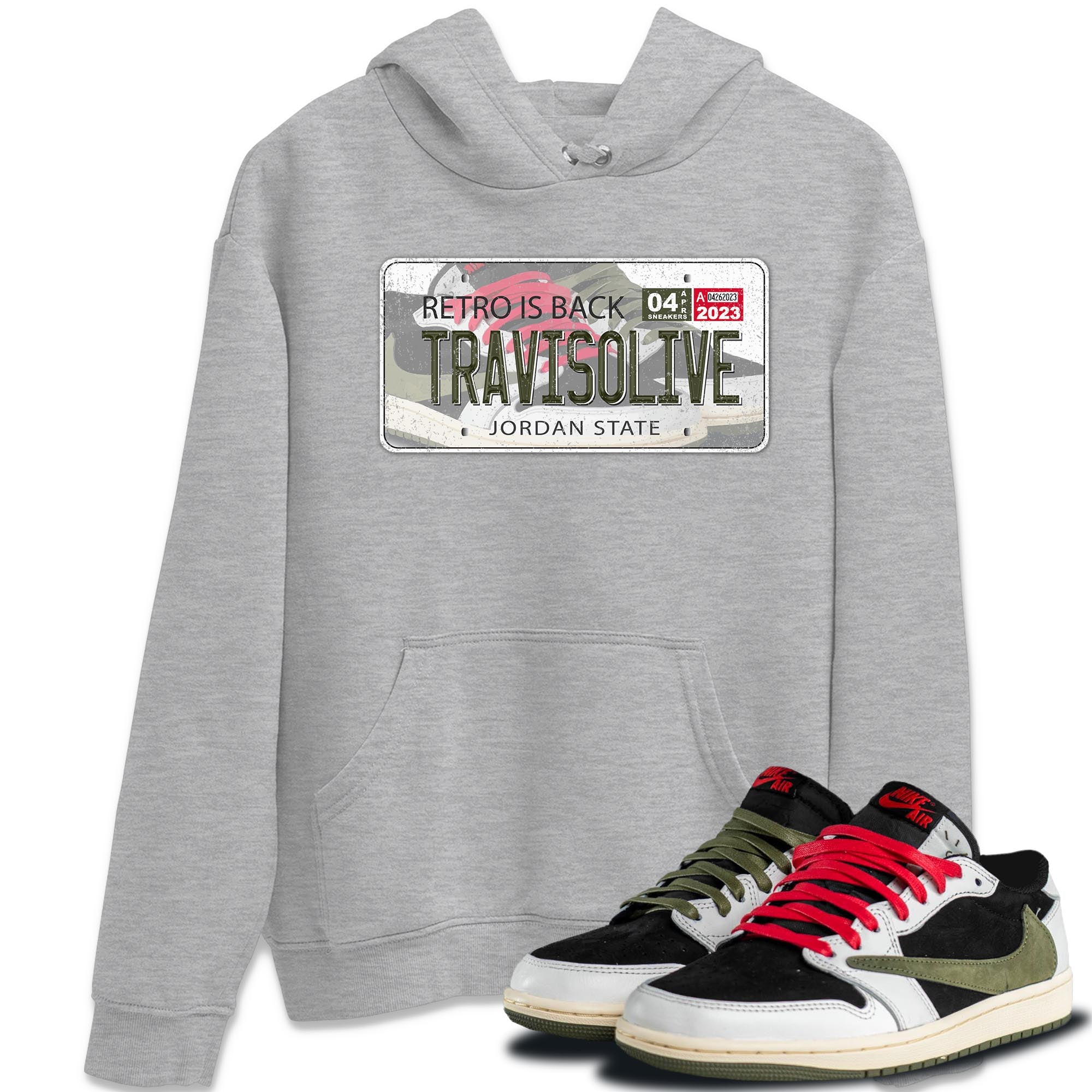 Air Jordan 1 Travis Scott Olive Sneaker Match Tees Jordan Plate Streetwear Sneaker Shirt AJ1 Travis Scott Olive Sneaker Release Tees Unisex Shirts Heather Grey 1