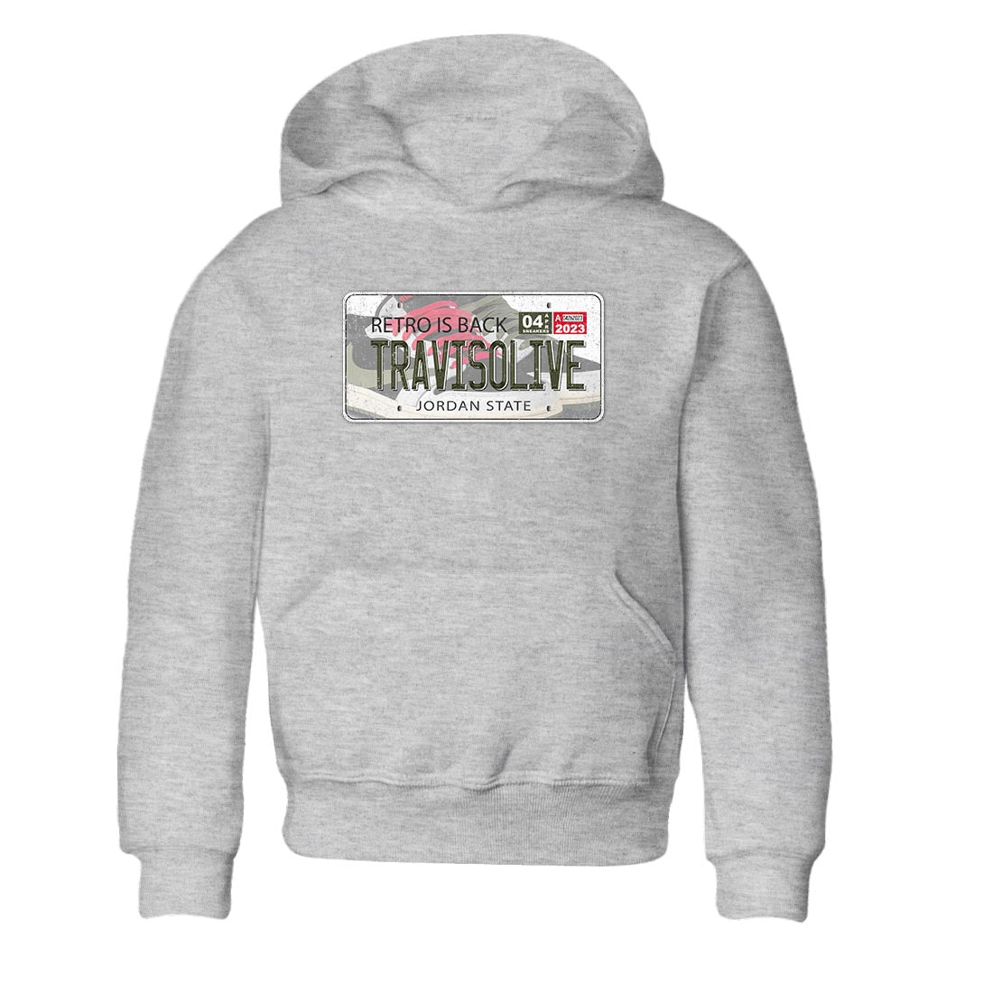 Air Jordan 1 Travis Scott Olive Sneaker Match Tees Jordan Plate Streetwear Sneaker Shirt AJ1 Travis Scott Olive Sneaker Release Tees Kids Shirts Heather Grey 2