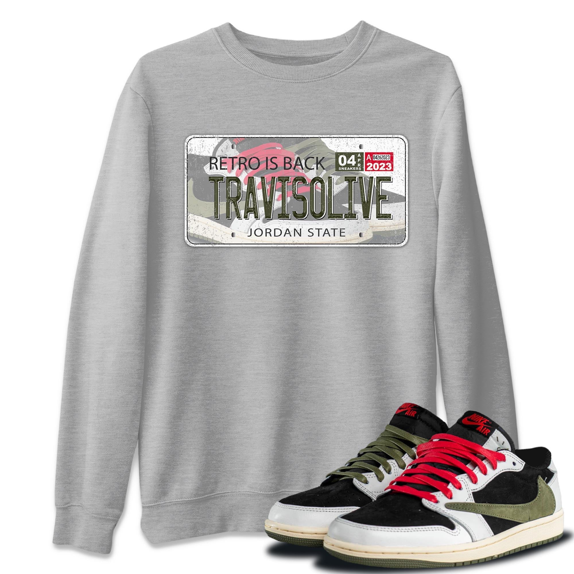 Air Jordan 1 Travis Scott Olive Jordan Plate Crew Neck Streetwear Sneaker Shirt AJ1 Travis Scott Olive Sneaker T-Shirts Washing and Care Tip