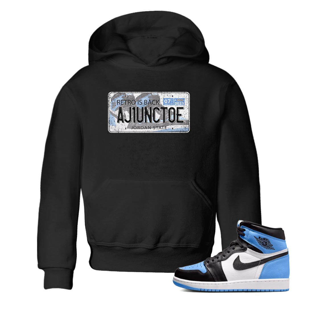 Air Jordan 1 Retro High OG University Blue shirt to match jordans Jordan Plate Streetwear Sneaker Shirt Air Jordan 1 UNC Toe Drip Gear Zone Sneaker Matching Clothing Baby Toddler Black 1 T-Shirt