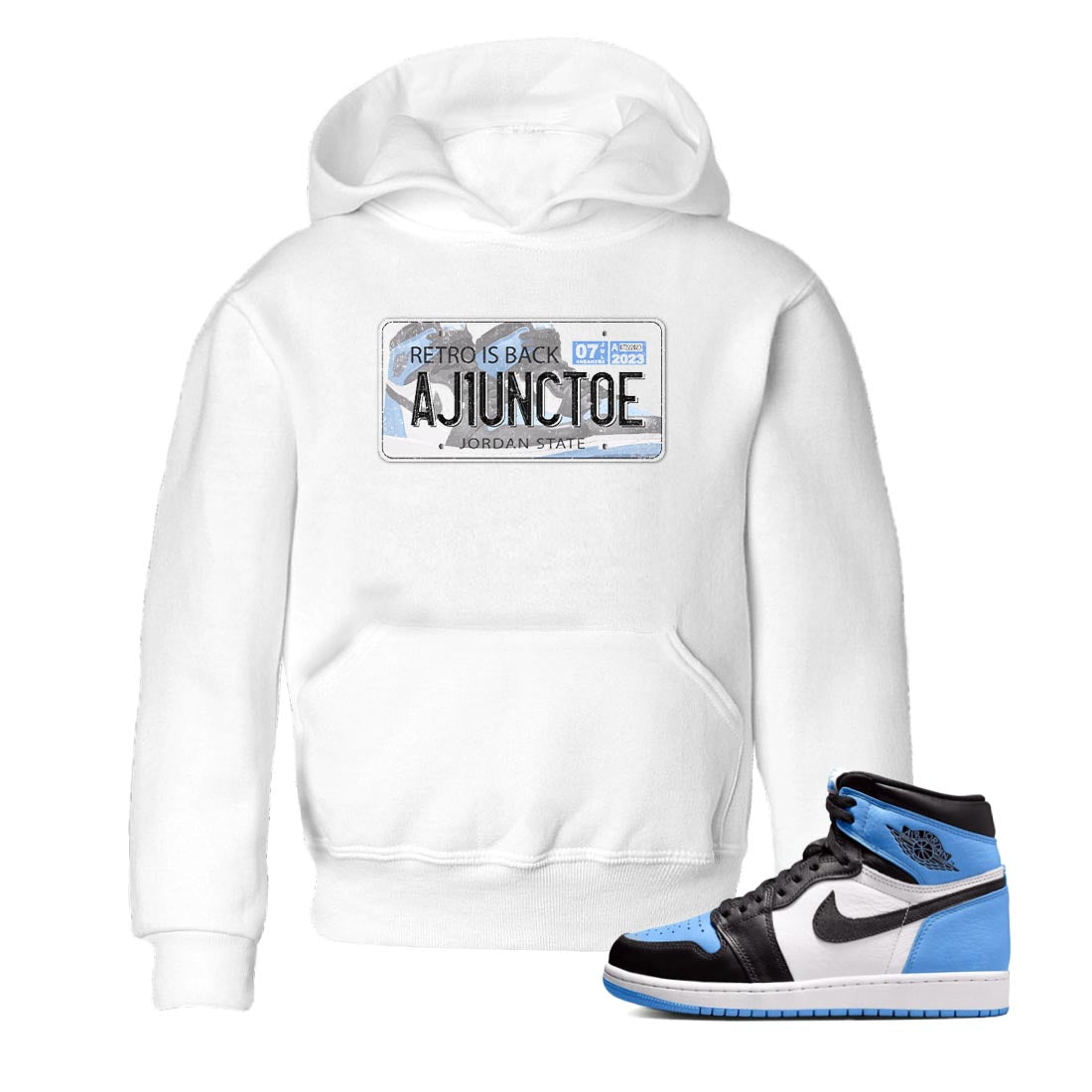 Air Jordan 1 Retro High OG University Blue shirt to match jordans Jordan Plate Streetwear Sneaker Shirt Air Jordan 1 UNC Toe Drip Gear Zone Sneaker Matching Clothing Baby Toddler White 1 T-Shirt