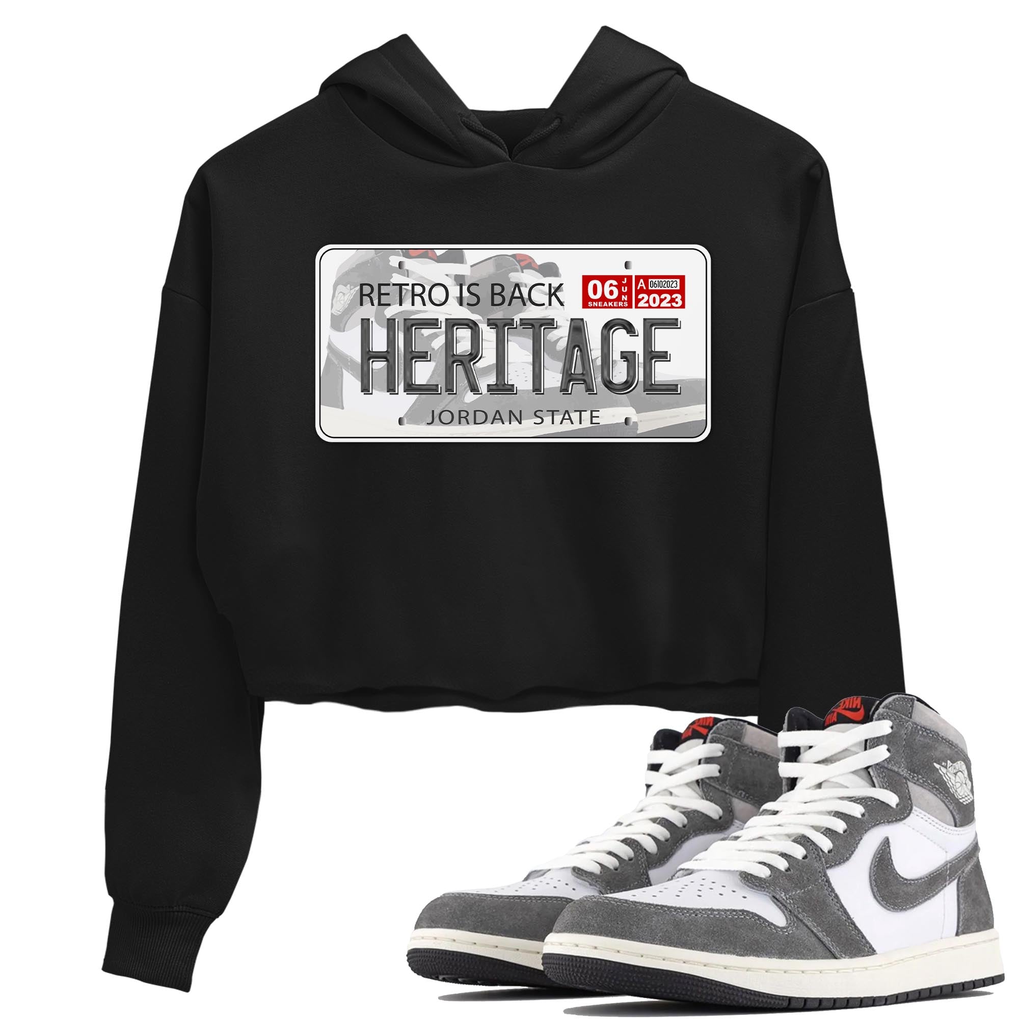 1s High OG Washed Heritage Sneaker Match Tees Jordan Plate Streetwear Sneaker Shirt Air Jordan 1 Washed Heritage Sneaker Release Tees Women's Shirts Black 1