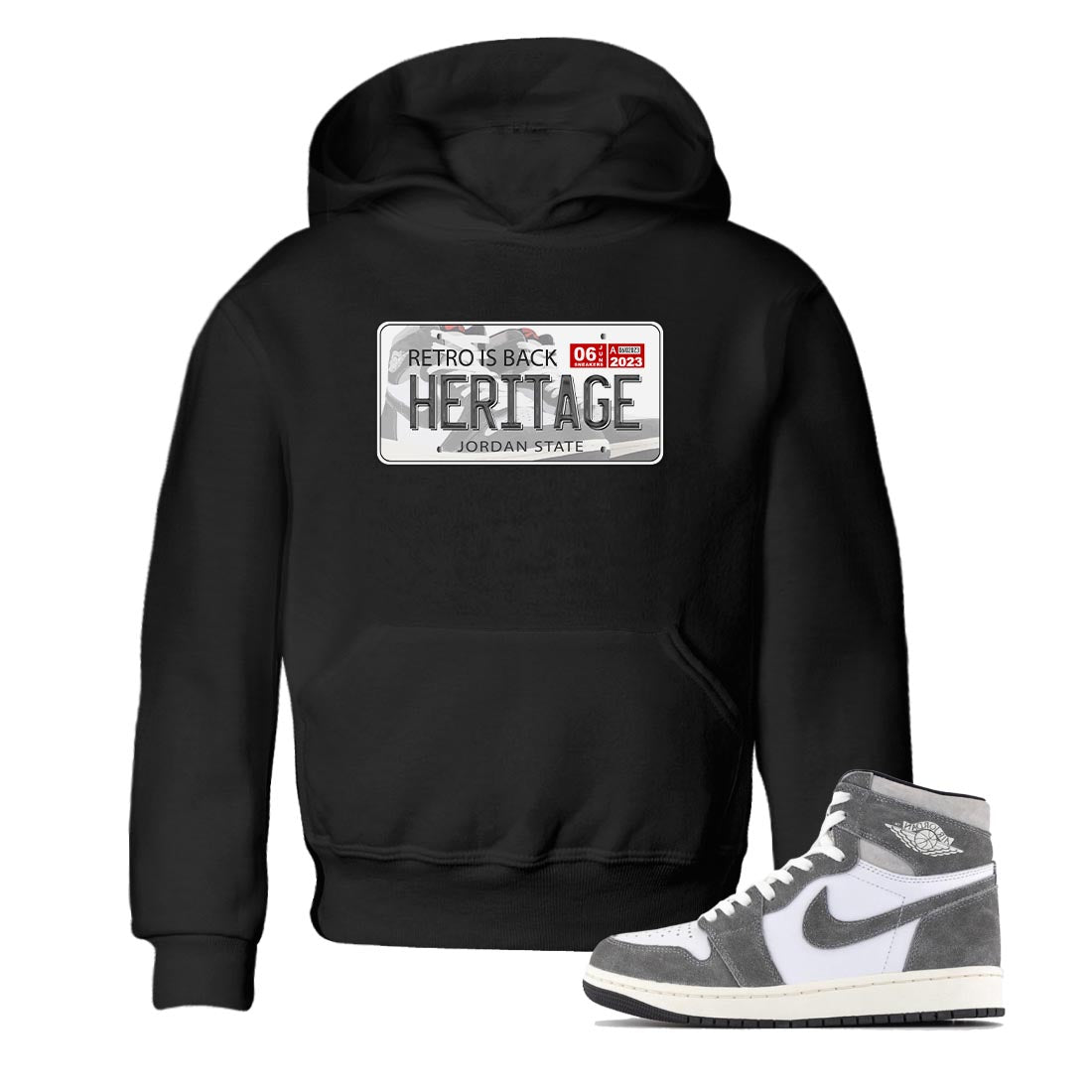 1s High OG Washed Heritage Sneaker Match Tees Jordan Plate Streetwear Sneaker Shirt Air Jordan 1 Washed Heritage Sneaker Release Tees Kids Shirts Black 1