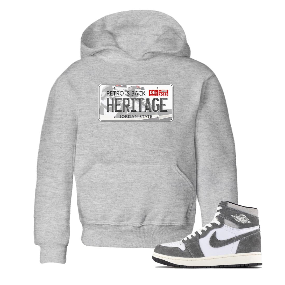1s High OG Washed Heritage Sneaker Match Tees Jordan Plate Streetwear Sneaker Shirt Air Jordan 1 Washed Heritage Sneaker Release Tees Kids Shirts Heather Grey 1