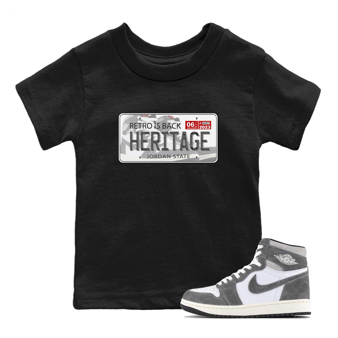 1s High OG Washed Heritage Sneaker Match Tees Jordan Plate Streetwear Sneaker Shirt Air Jordan 1 Washed Heritage Sneaker Release Tees Kids Shirts Black 1