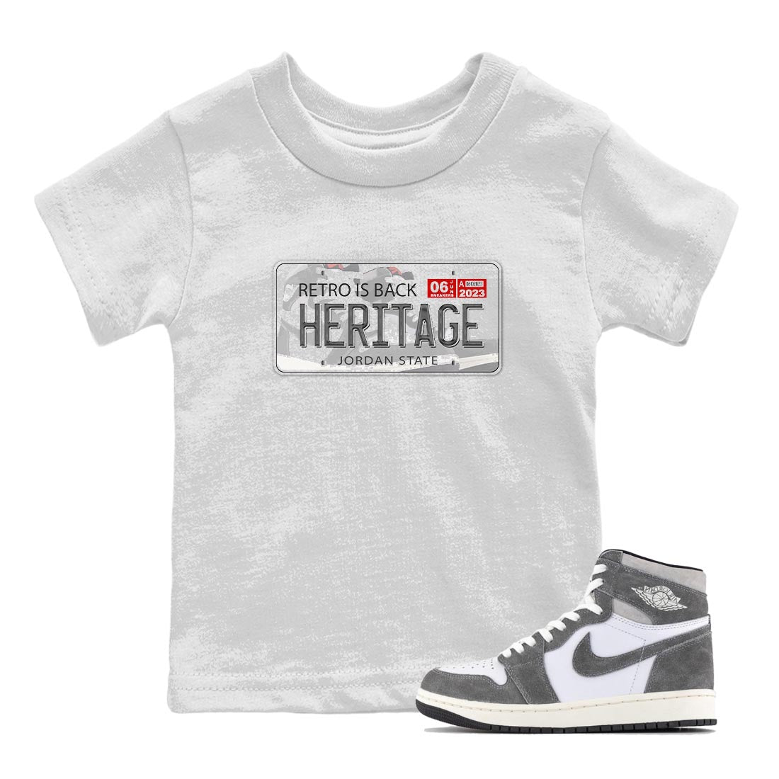 1s High OG Washed Heritage Sneaker Match Tees Jordan Plate Streetwear Sneaker Shirt Air Jordan 1 Washed Heritage Sneaker Release Tees Kids Shirts White 1