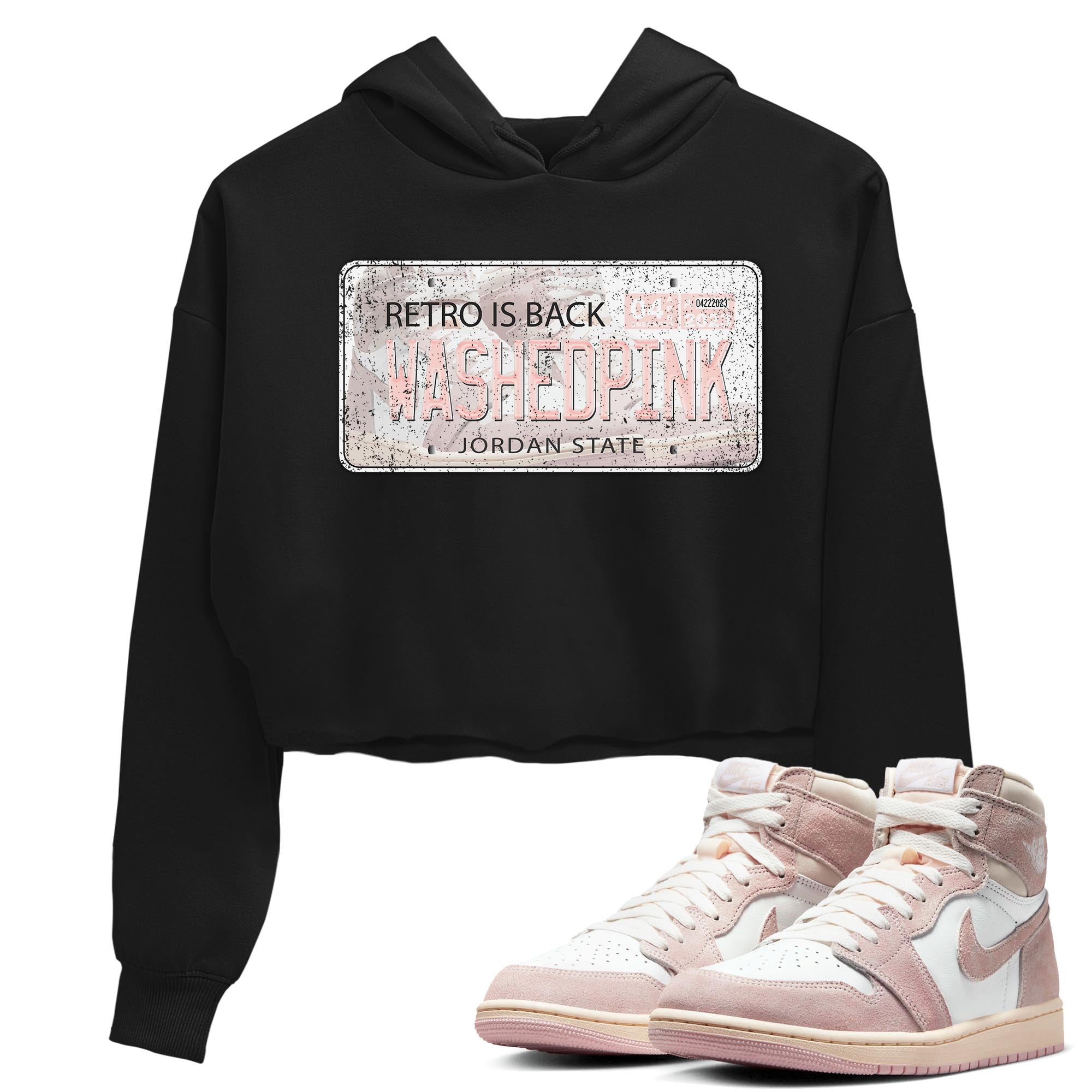 Air Jordan 1 Washed Pink Sneaker Match Tees Jordan Plate Streetwear Sneaker Shirt AJ1 Washed Pink Sneaker Release Tees Women's Shirts Black 1