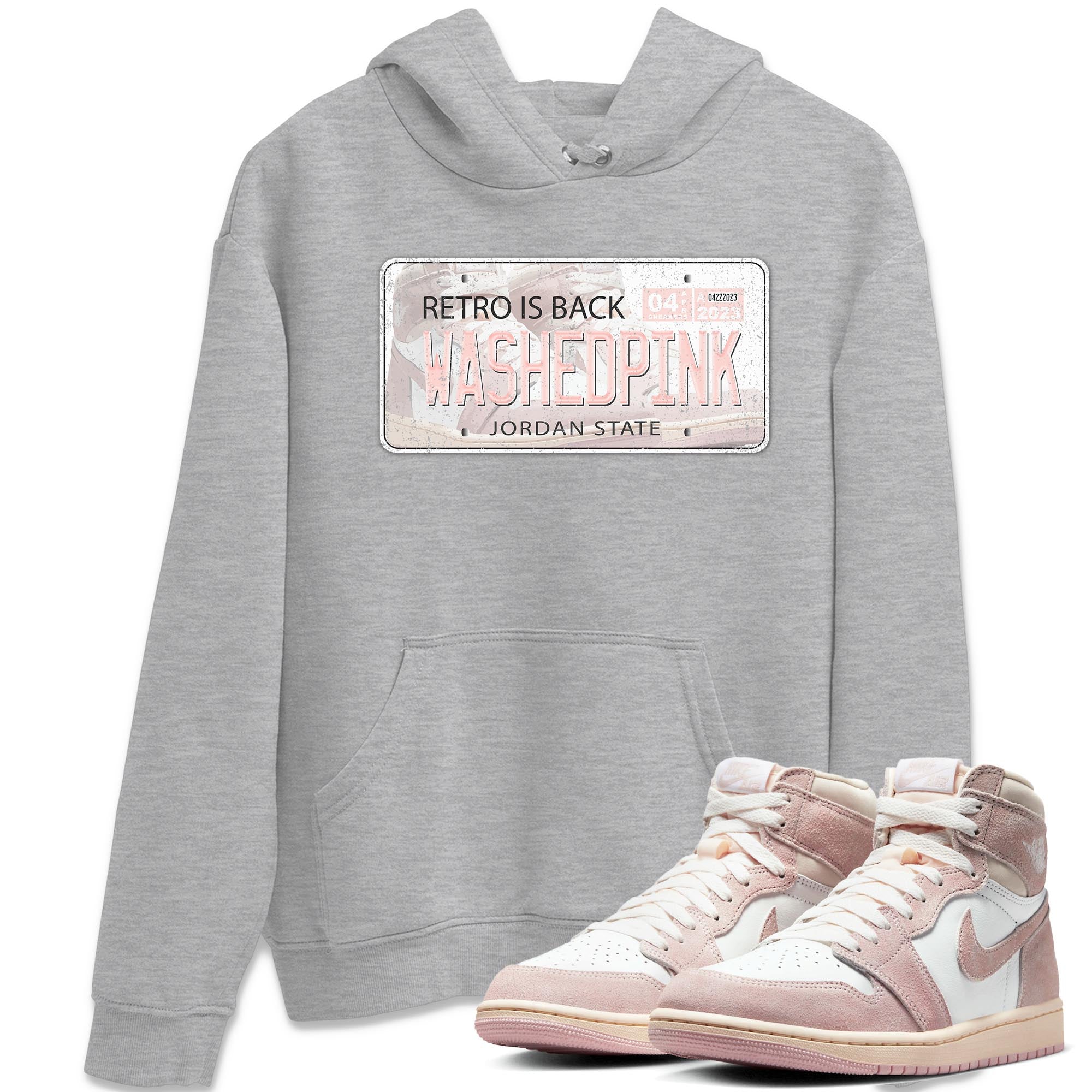 Air Jordan 1 Washed Pink Sneaker Match Tees Jordan Plate Streetwear Sneaker Shirt AJ1 Washed Pink Sneaker Release Tees Unisex Shirts Heather Grey 1