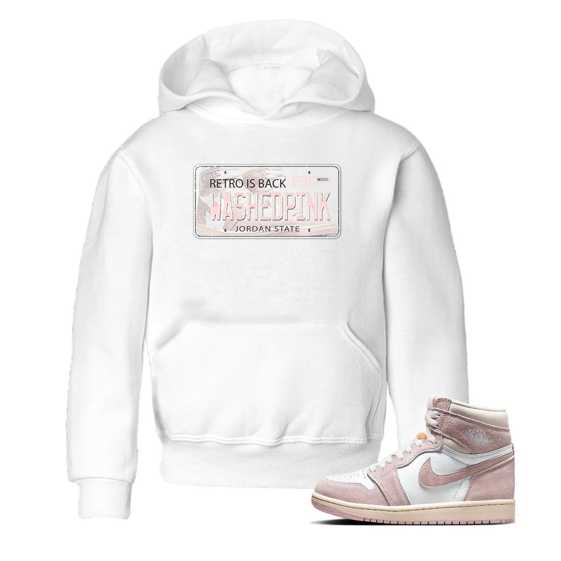 Air Jordan 1 Washed Pink Sneaker Match Tees Jordan Plate Streetwear Sneaker Shirt AJ1 Washed Pink Sneaker Release Tees Kids Shirts White 1