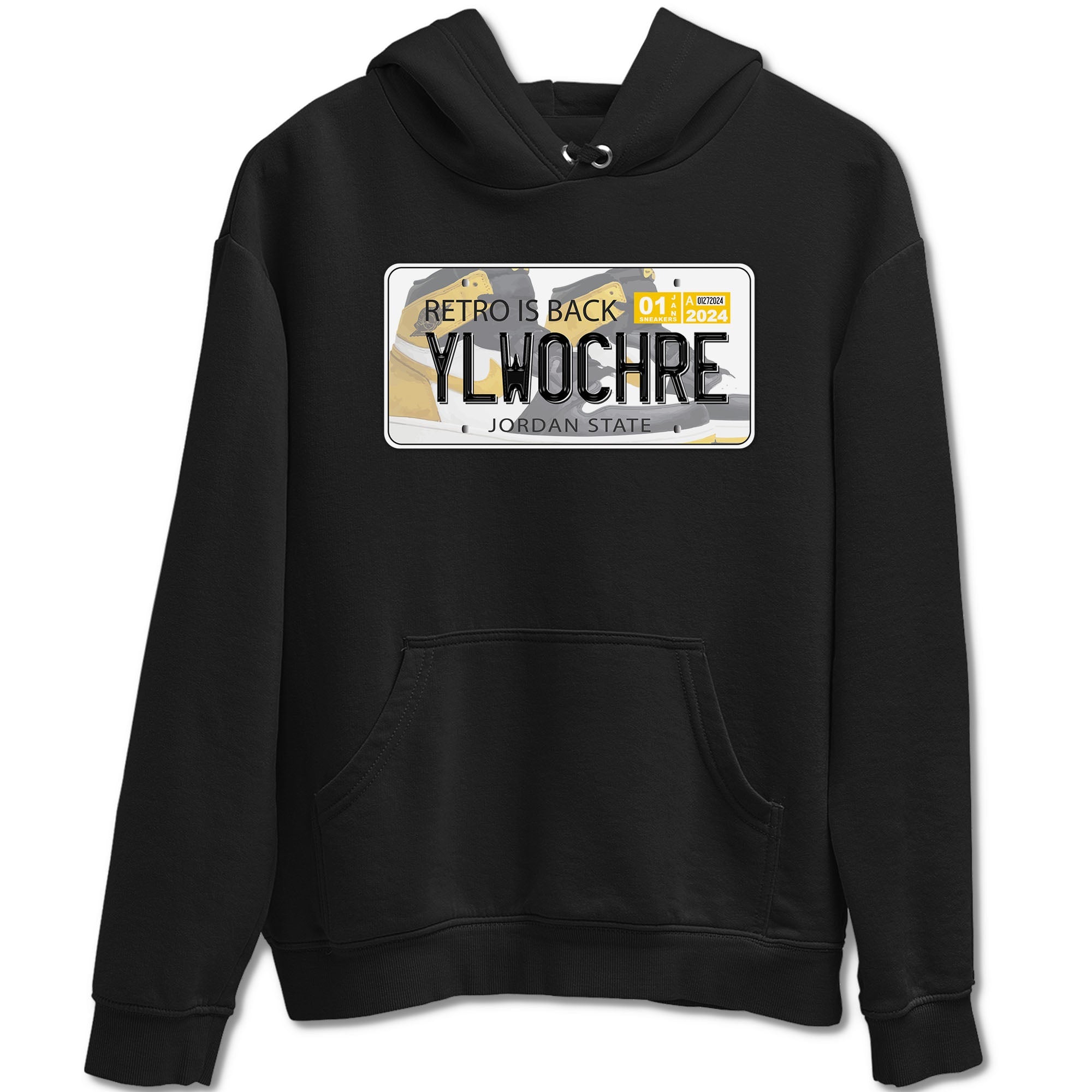 1s Yellow Ochre shirt to match jordans Jordan Plate sneaker tees Air Jordan 1 High OG Yellow Ochre Drip Gear Zone unisex cotton Black 2 crew neck shirt