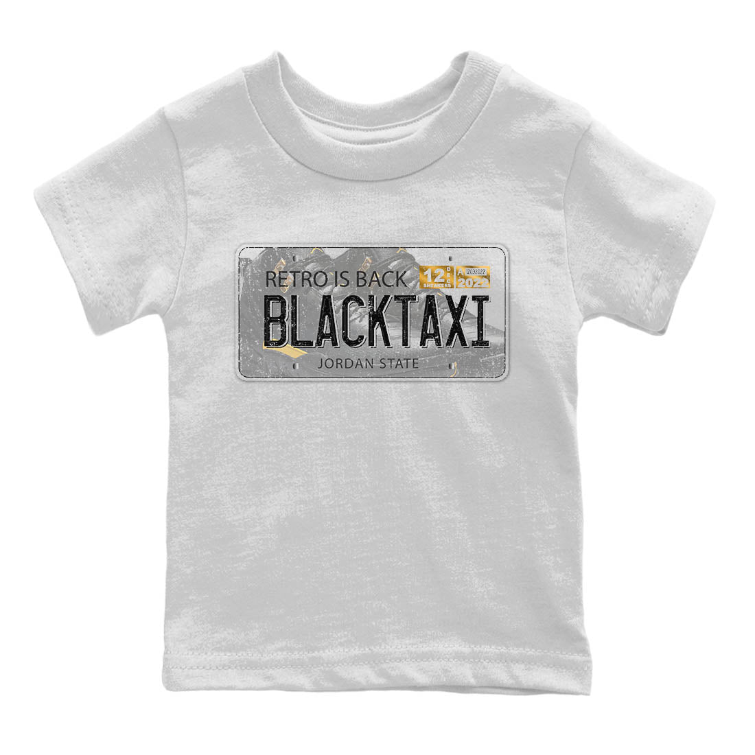 Jordan 12 Black Taxi Sneaker Matching T-Shirt Jordan Plate Sneaker Tees Jordan 12 Black Taxi Sneaker Release Tees Kids Shirts