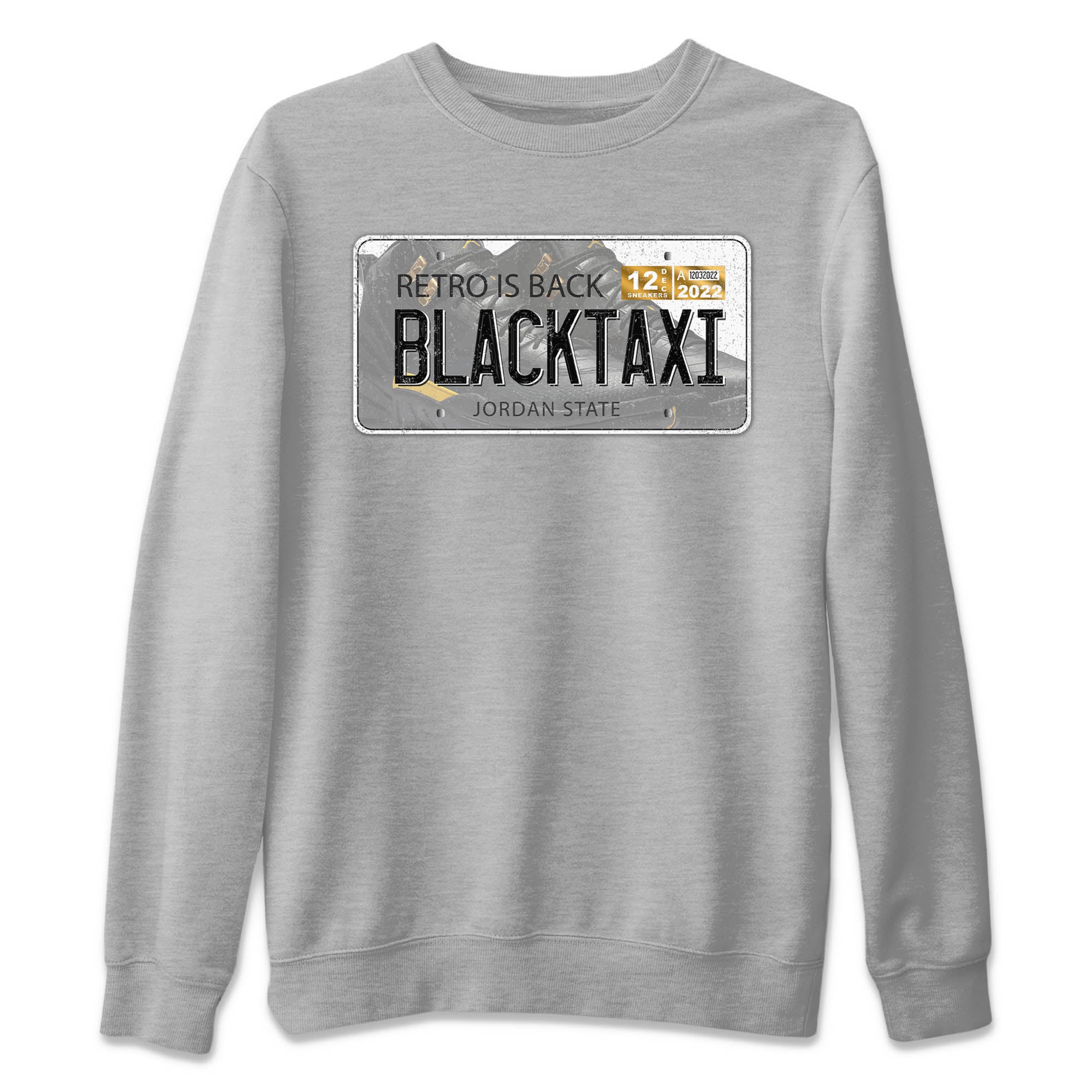 Jordan 12 Black Taxi Sneaker Matching T-Shirt Jordan Plate Sneaker Tees Jordan 12 Black Taxi Sneaker Release Tees Crew Neck Tees
