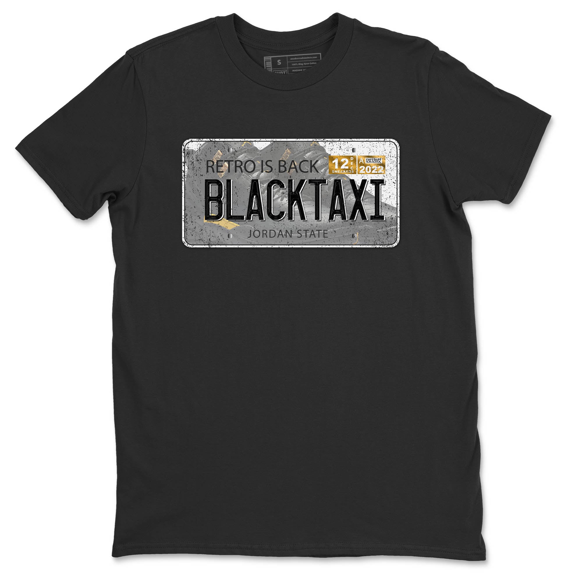 Jordan 12 Black Taxi Sneaker Matching T-Shirt Jordan Plate Sneaker Tees Jordan 12 Black Taxi Sneaker Release Tees Crew Neck Tees