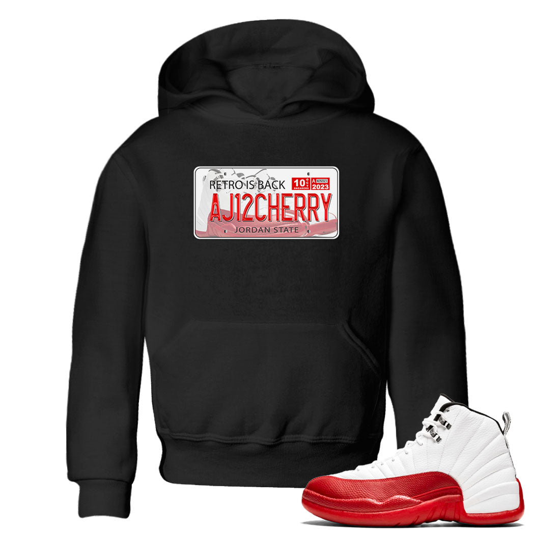 Jordan 12 Retro Cherry shirt to match jordans Varsity Red Jordan Plate special sneaker matching tees 12s Cherry Drip Gear Zone Baby Toddler Black 1 T-Shirt