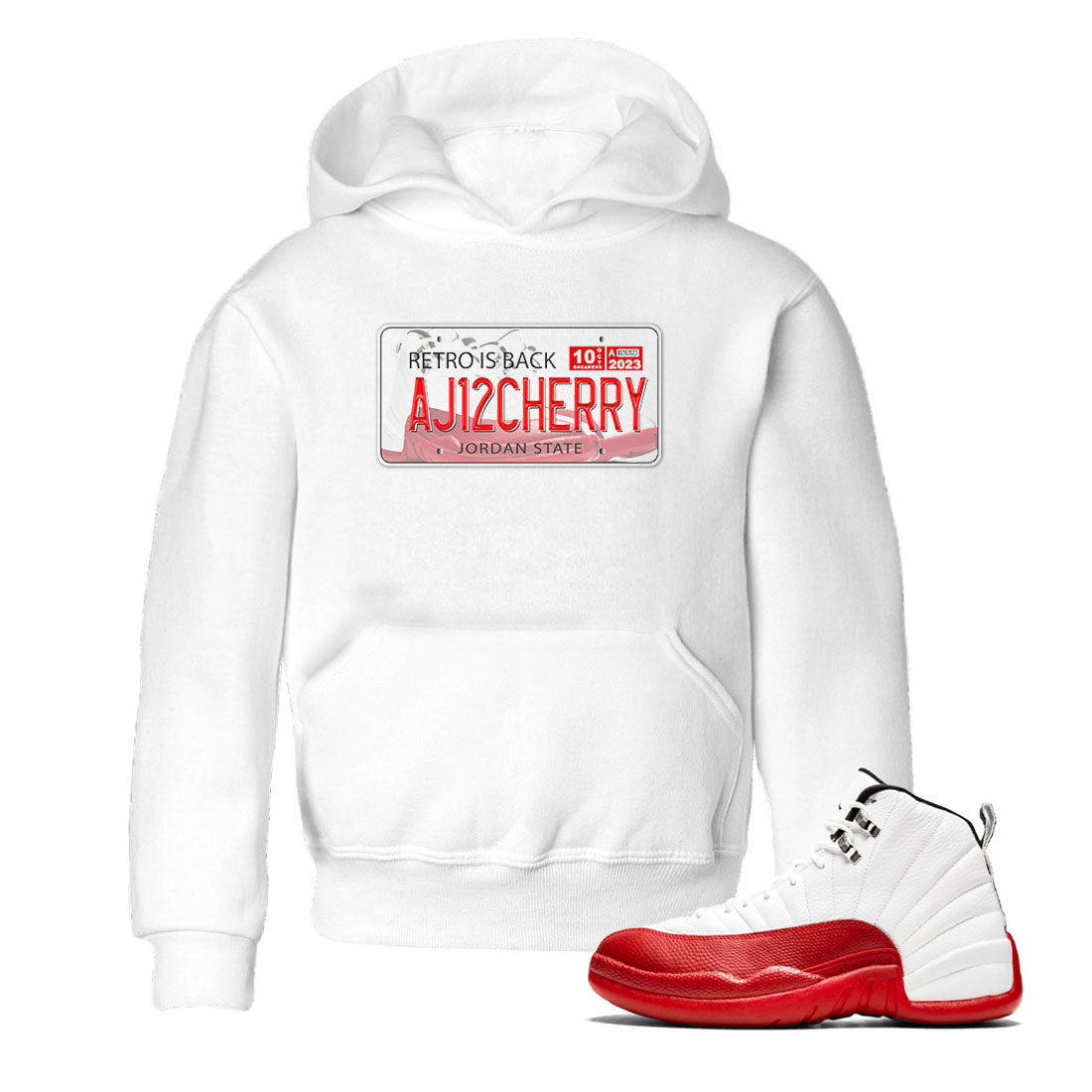 Jordan 12 Retro Cherry shirt to match jordans Varsity Red Jordan Plate special sneaker matching tees 12s Cherry Drip Gear Zone Baby Toddler White 1 T-Shirt