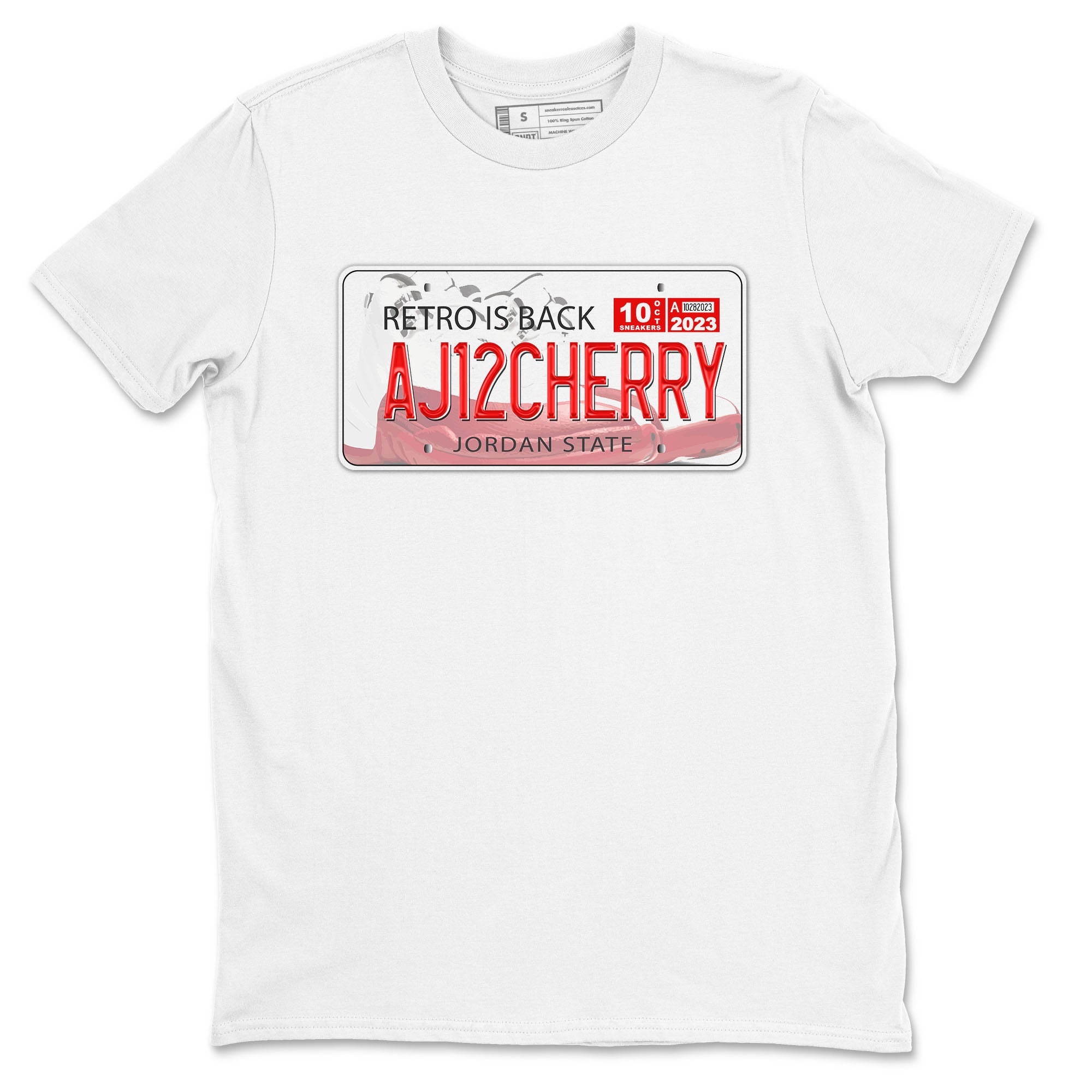 Jordan 12 Retro Cherry shirt to match jordans Varsity Red Jordan Plate special sneaker matching tees 12s Cherry Drip Gear Zone Unisex White 2 T-Shirt