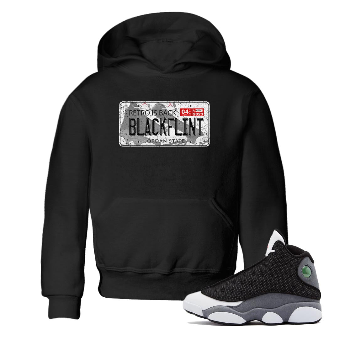 Air Jordan 13 Black Flint Jordan Plate Baby and Kids Streetwear Sneaker Shirt AJ 13s Black Flint Kids Streetwear Sneaker Shirt Washing and Care Tip