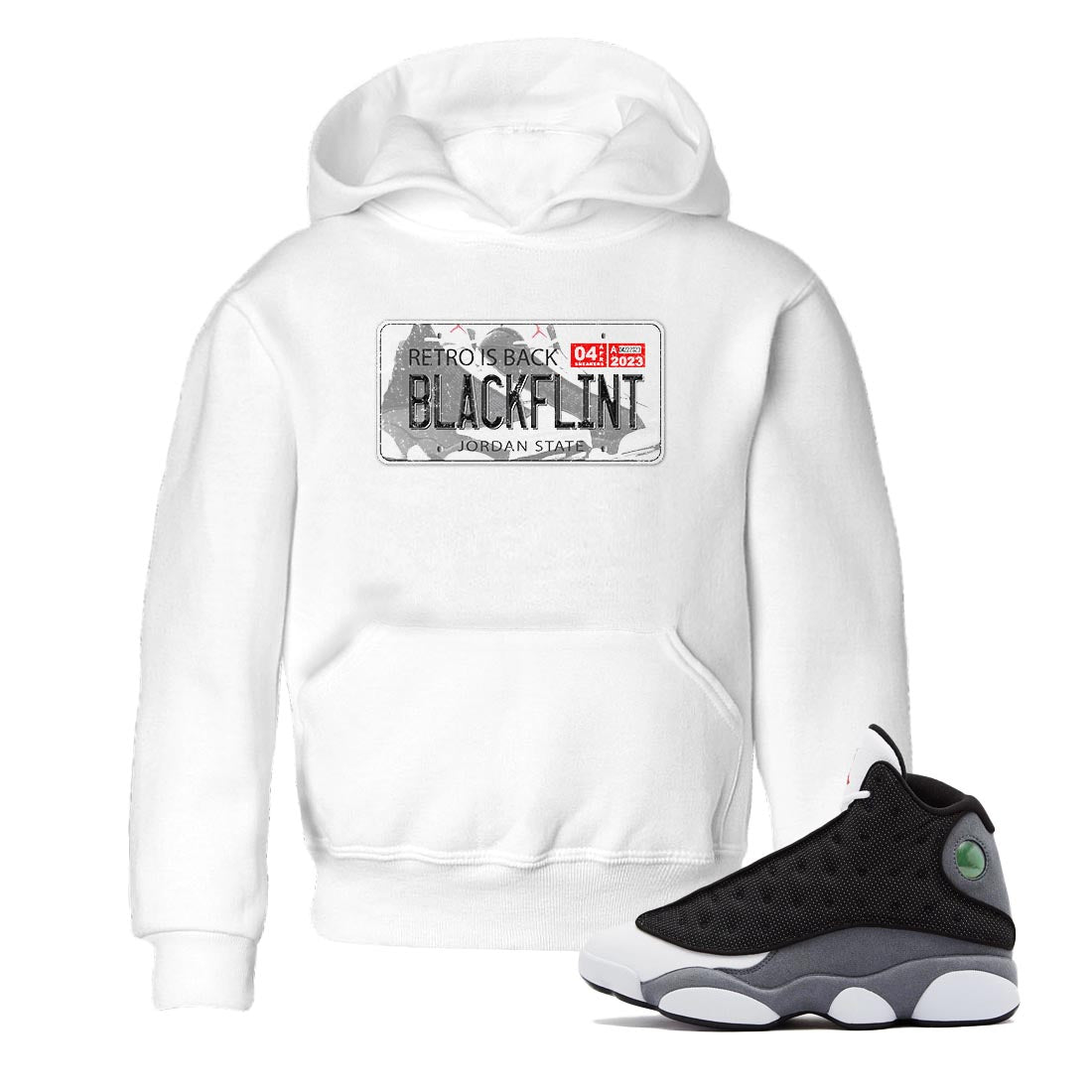 Air Jordan 13 Black Flint Sneaker Match Tees Jordan Plate Streetwear Sneaker Shirt AJ 13s Black Flint Sneaker Release Tees Kids Shirts White 1