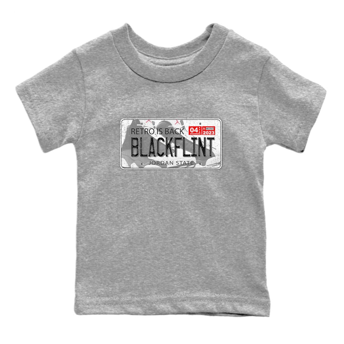 Air Jordan 13 Black Flint Sneaker Match Tees Jordan Plate Streetwear Sneaker Shirt AJ 13s Black Flint Sneaker Release Tees Kids Shirts Heather Grey 2