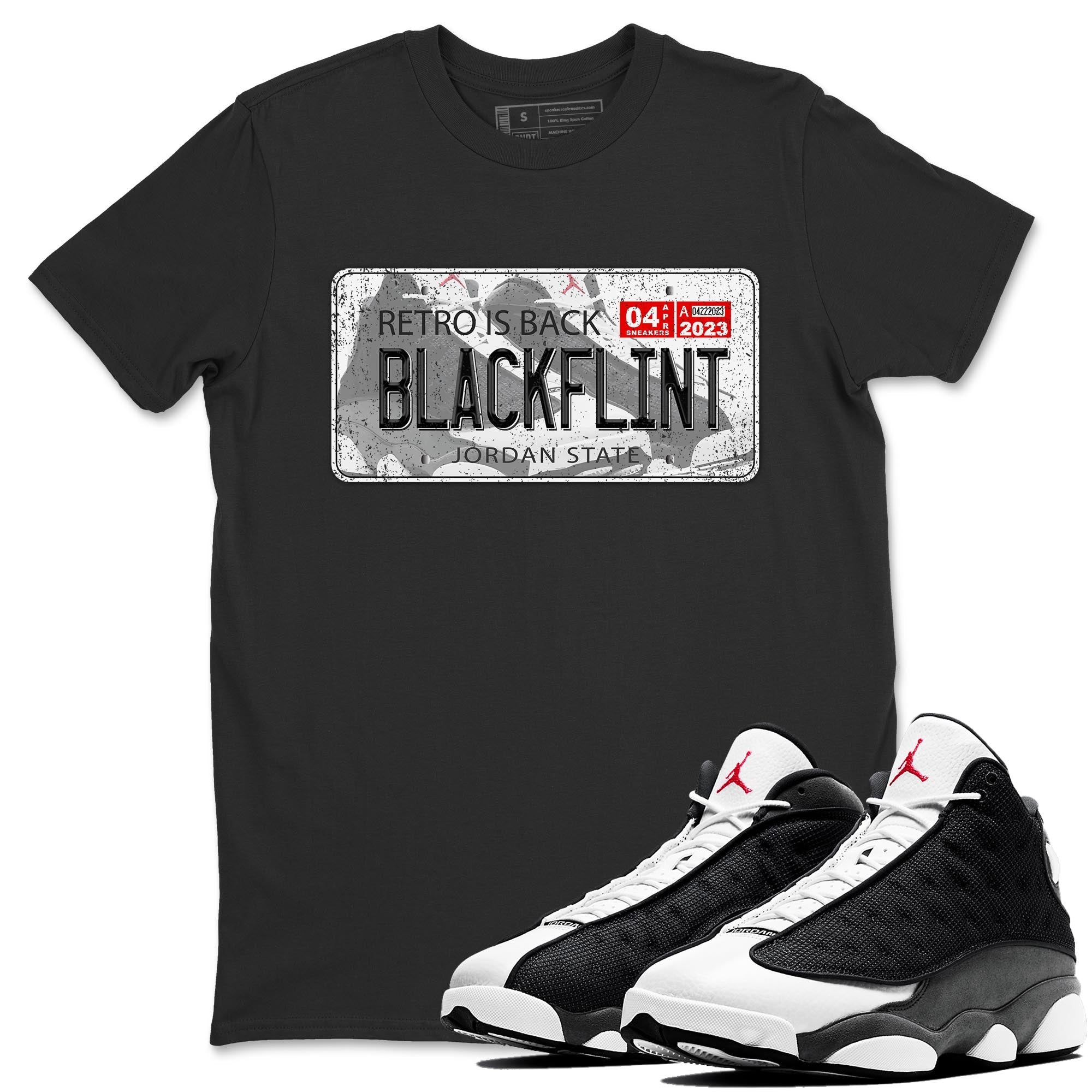 Air Jordan 13 Black Flint Sneaker Match Tees Jordan Plate Streetwear Sneaker Shirt AJ 13s Black Flint Sneaker Release Tees Unisex Shirts Black 1