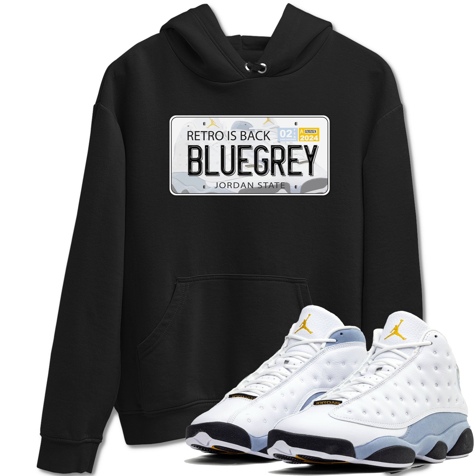 13s Blue Grey shirt to match jordans Jordan Plate sneaker tees Air Jordan 13 Blue Grey Drip Gear Zone unisex cotton Black 1 crew neck shirt