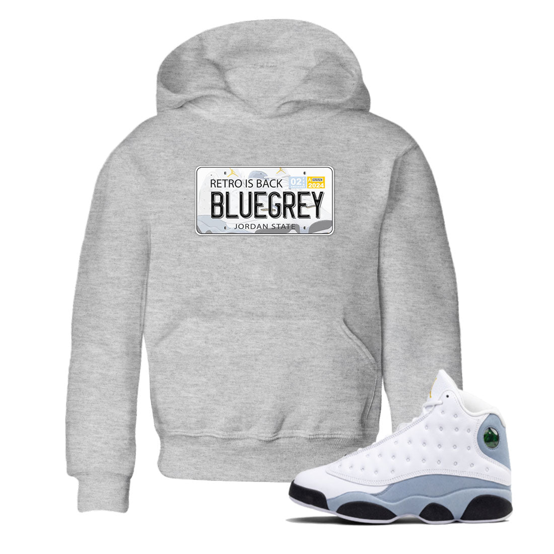 13s Blue Grey shirt to match jordans Jordan Plate sneaker tees Air Jordan 13 Blue Grey Drip Gear Zone baby toddler Heather Grey 1 cotton Shirt