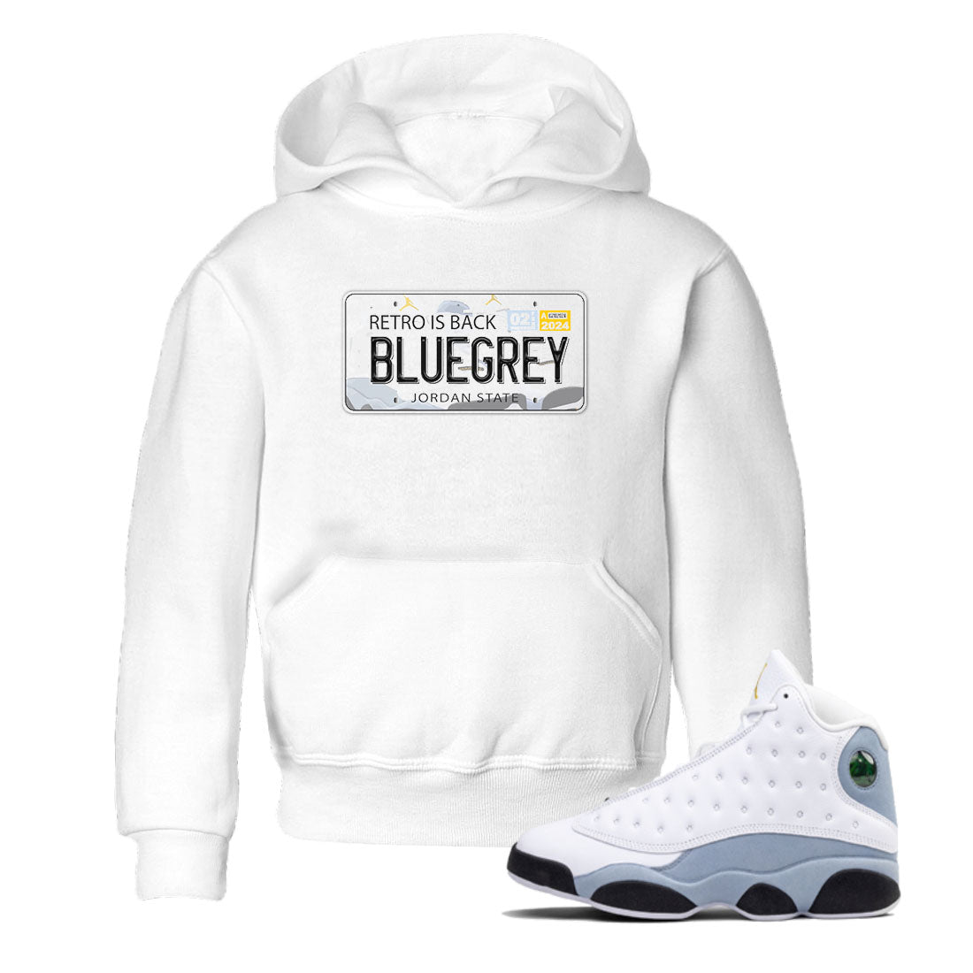 13s Blue Grey shirt to match jordans Jordan Plate sneaker tees Air Jordan 13 Blue Grey Drip Gear Zone baby toddler White 1 cotton Shirt