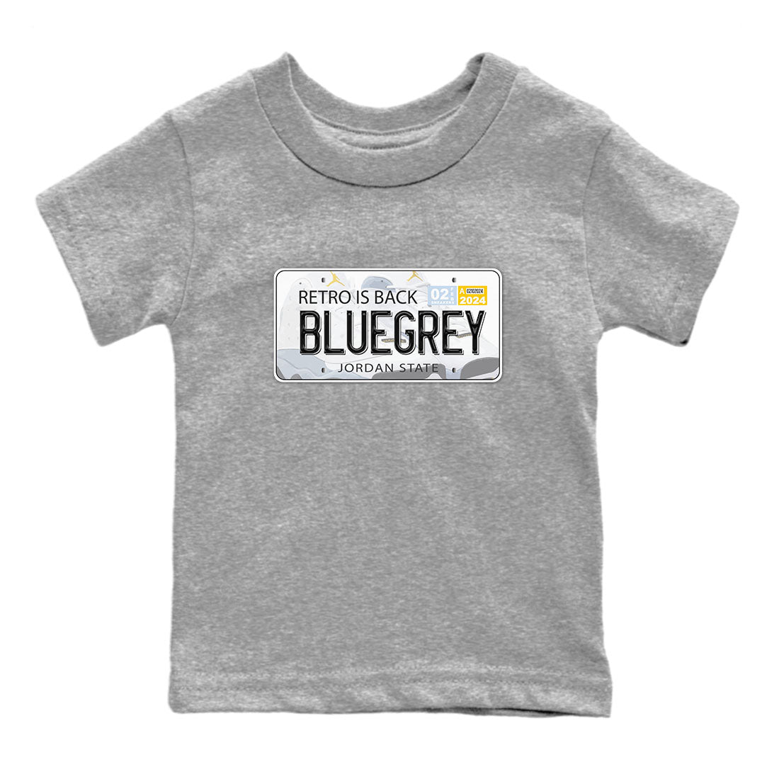 13s Blue Grey shirt to match jordans Jordan Plate sneaker tees Air Jordan 13 Blue Grey Drip Gear Zone baby toddler Heather Grey 2 cotton Shirt