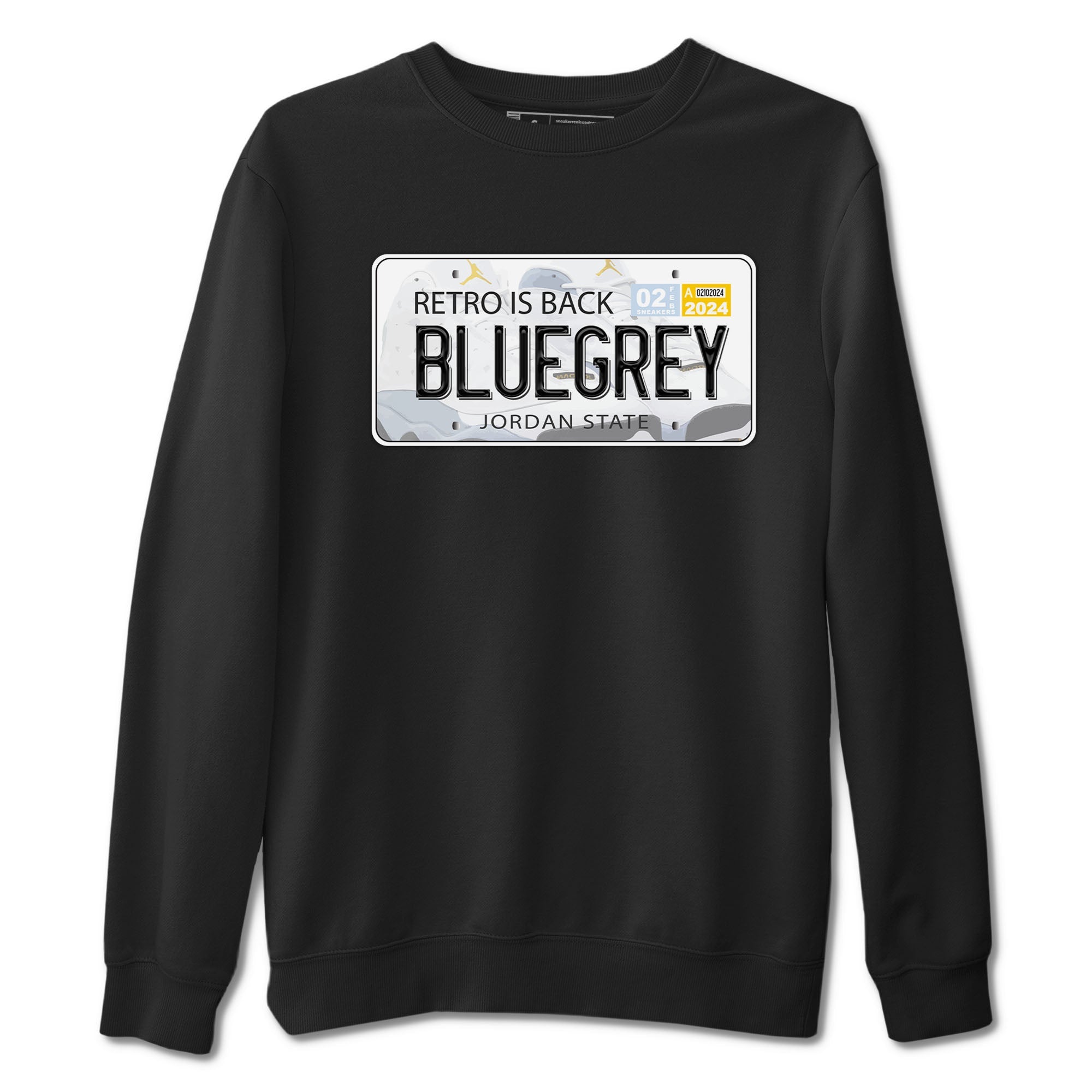 13s Blue Grey shirt to match jordans Jordan Plate sneaker tees Air Jordan 13 Blue Grey Drip Gear Zone unisex cotton Black 2 crew neck shirt