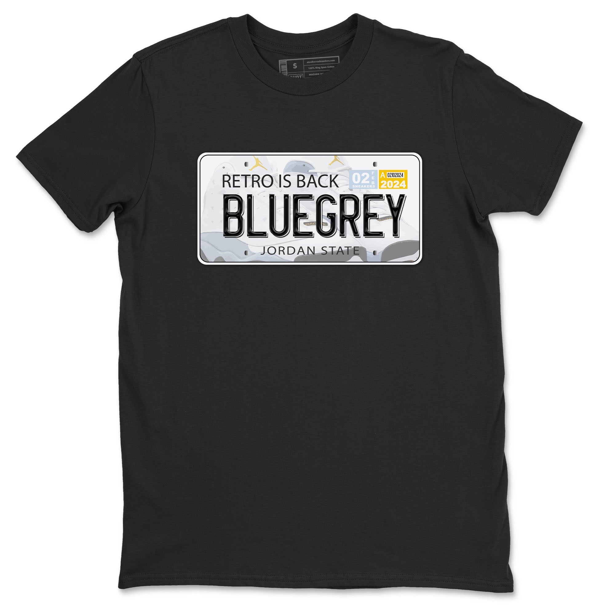13s Blue Grey shirt to match jordans Jordan Plate sneaker tees Air Jordan 13 Blue Grey Drip Gear Zone unisex cotton Black 2 crew neck shirt