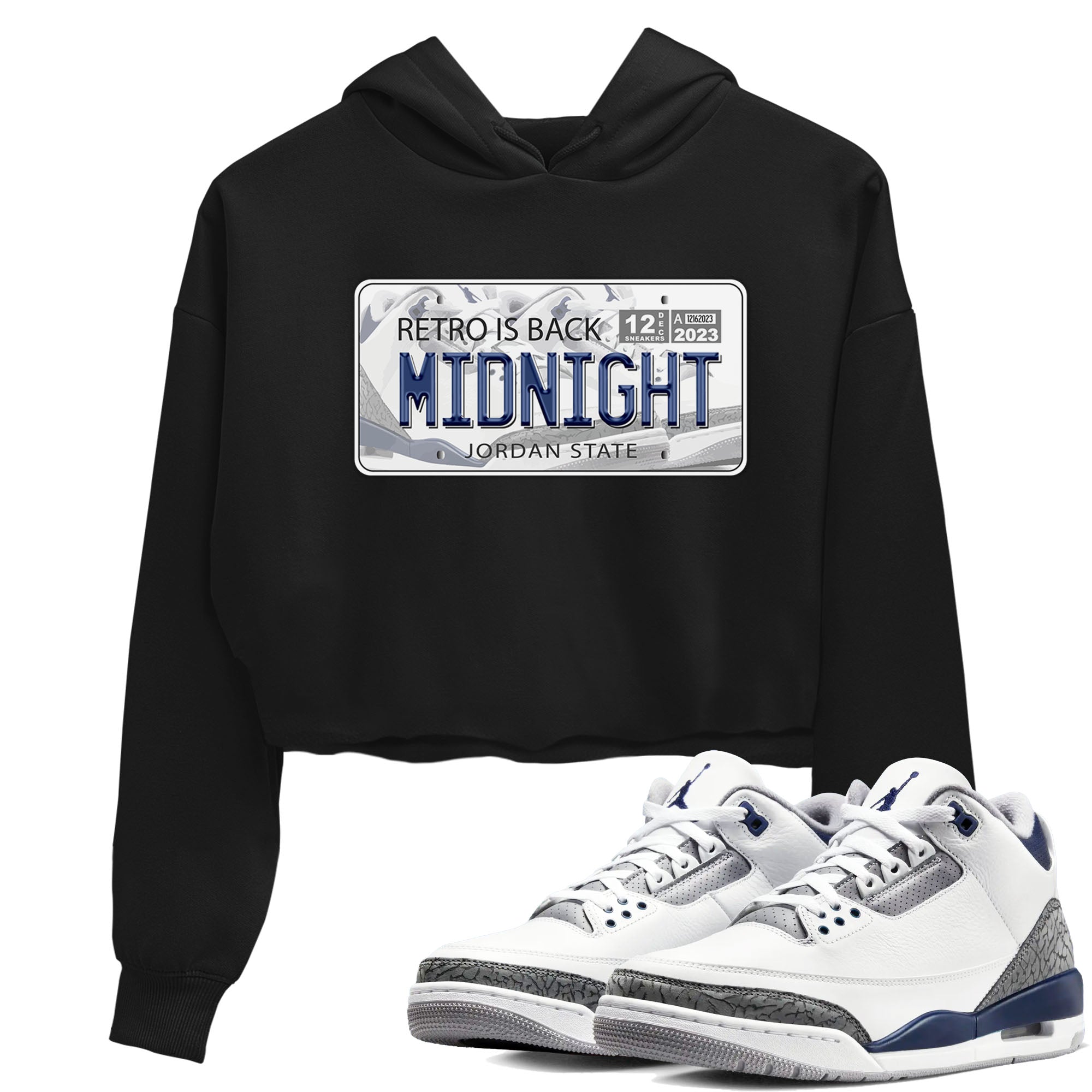 Air Jordan 3 Retro Midnight Navy shirt to match jordans Jordan Plate sneaker shirt 3s Midnight Navy Drip Gear Zone Black 1 crop shirt