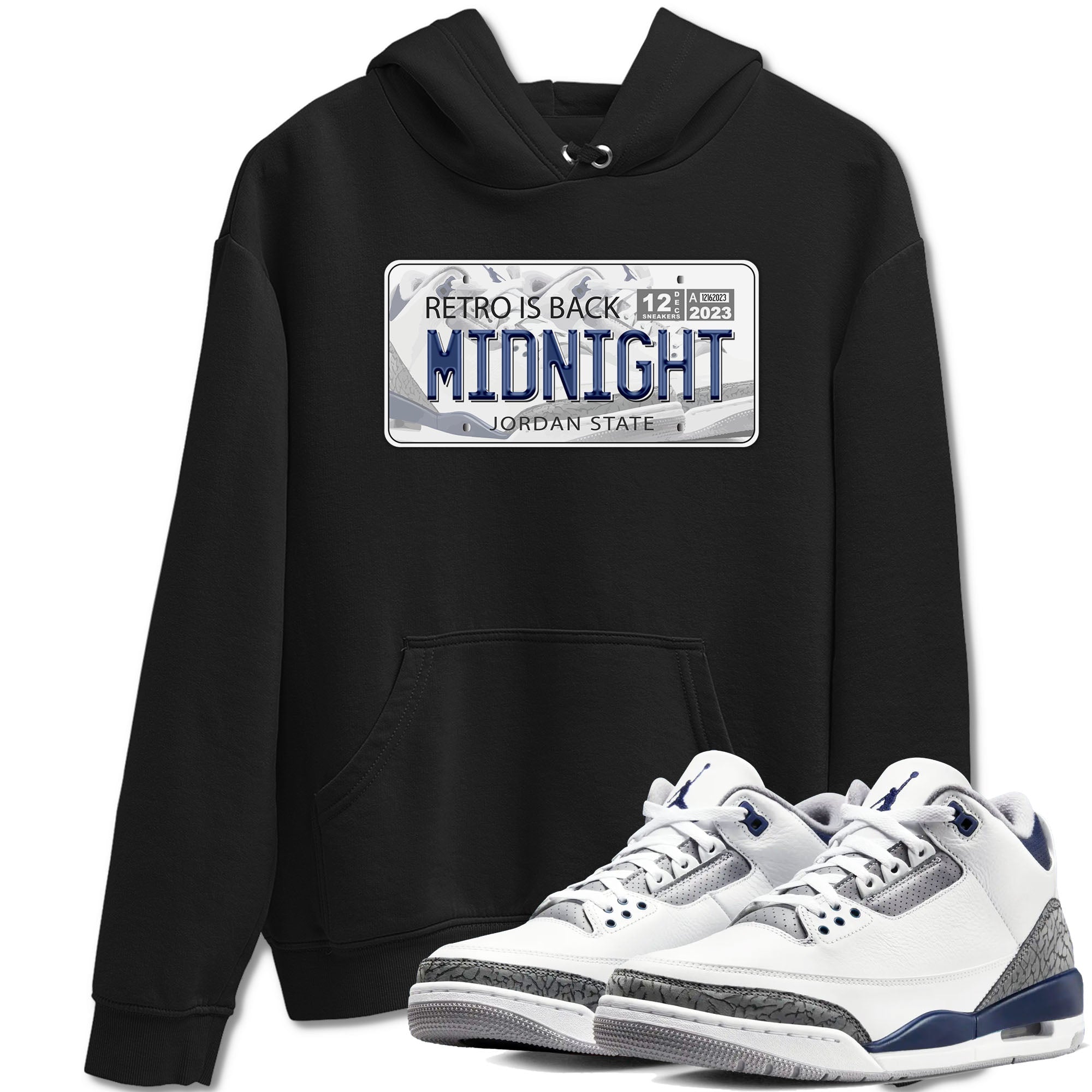 Air Jordan 3 Retro Midnight Navy shirt to match jordans Jordan Plate sneaker shirt 3s Midnight Navy Drip Gear Zone unisex crew neck cotton Black 1 crew neck shirt