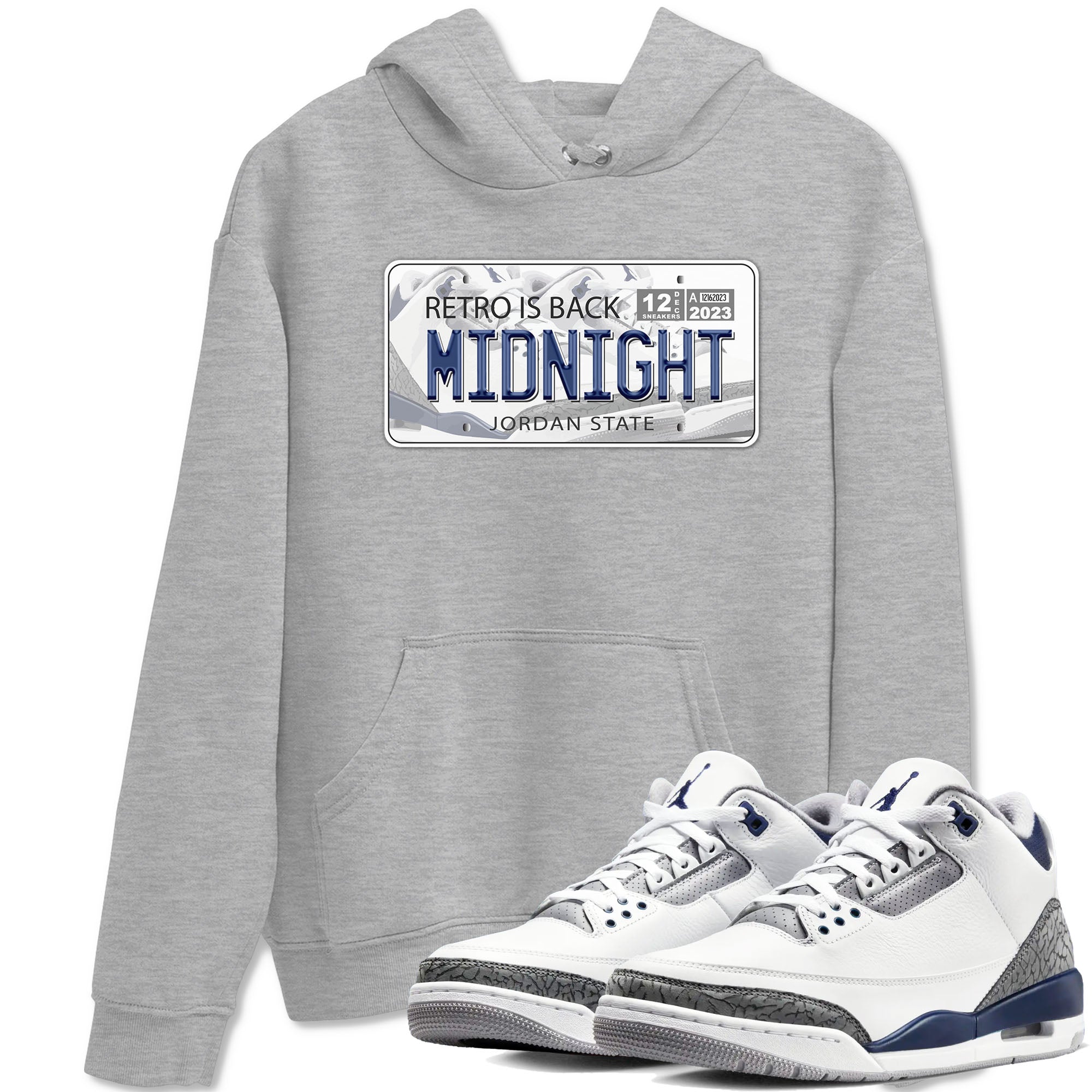 Air Jordan 3 Retro Midnight Navy shirt to match jordans Jordan Plate sneaker shirt 3s Midnight Navy Drip Gear Zone unisex crew neck cotton Heather Grey 1 crew neck shirt