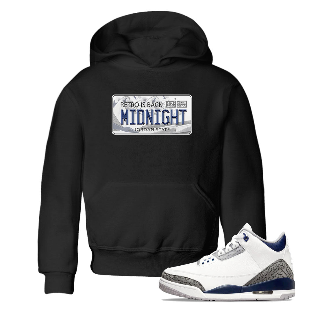 Air Jordan 3 Retro Midnight Navy shirt to match jordans Jordan Plate sneaker shirt 3s Midnight Navy Drip Gear Zone baby toddler Black 1 cotton Shirt